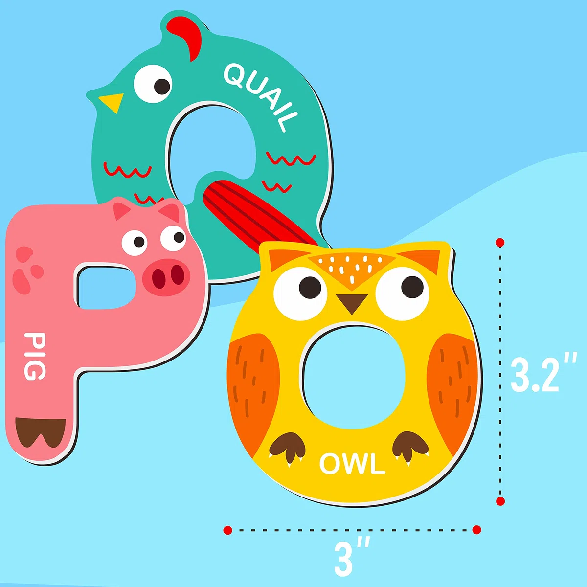 Lettere magnetiche di grandi dimensioni, Simpatici magneti ABC con alfabeto, Giocattoli animali maiuscoli, Giochi educativi per l'apprendimento dell'ortografia per bambini, Bambini 3 4 5 anni