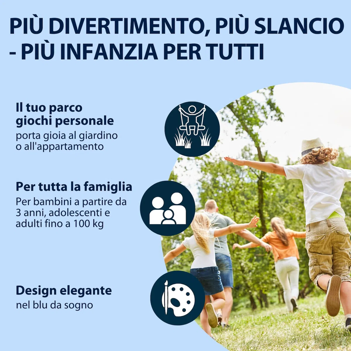 HUDORA Altalena a nido 90 - altalena nido in plastica blu per carico fino a 100kg - altalena con diametro di 90cm per interni ed esterni - Altalena familiare regolabile per bambini e adulti