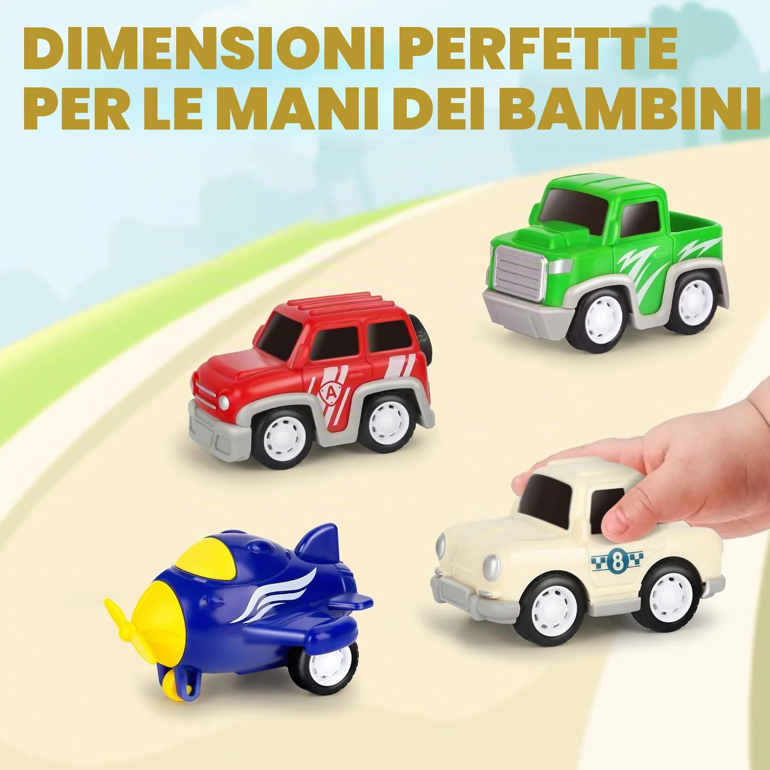 Aoskie Camion Macchinine 2 3 4 Anni, 5 in 1 con Suoni e Luci, 4 Mini Cars, Giocattolo Regalo per Bambino