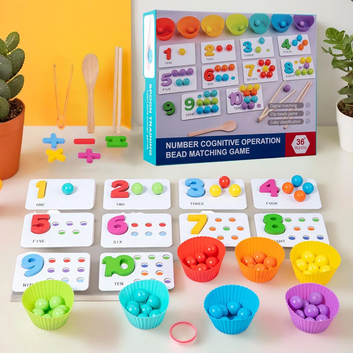 Gioco Matematico Con Perle - Strumento Didattico Per Insegnamento Dei Numeri E Del Conteggio - Attività Ricreativa Di Conoscenza Numerica Per Ragazzi E Ragazze Dai 3 Anni In Su