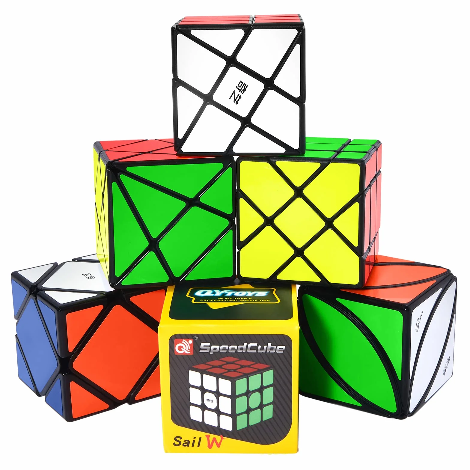 ROXENDA Speed Cube Set, 6 Pack di Skew Axis Windmill Fisher Ivy 3x3 Speed Cube, Collezione Cubo di Velocità per Bambini e Adulti (Irregolare)