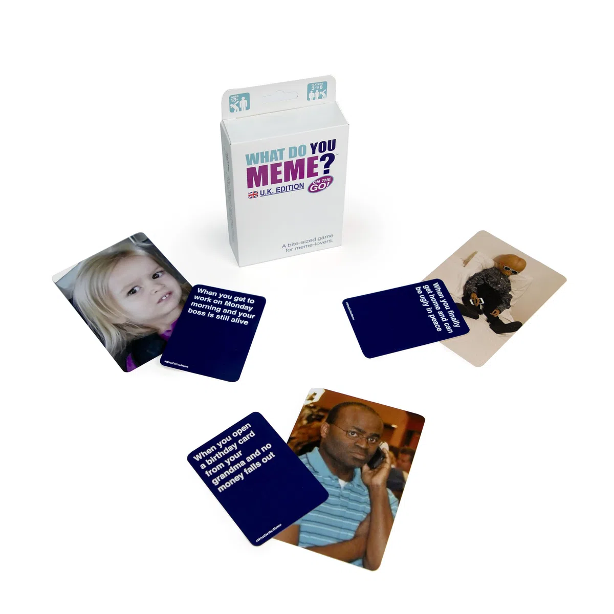 WHAT DO YOU MEME? On The Go! Per età 13+, 3-8 giocatori, Travel Edition del gioco
