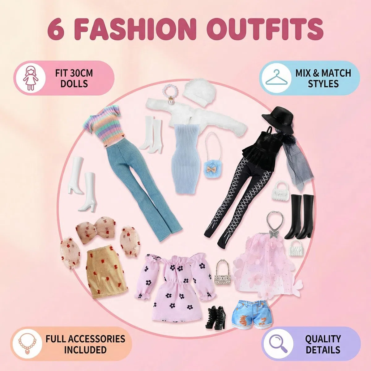 29 Pezzi Vestiti Bambola Accessori, Moda Completi Clothes Dolls and Accessories, Fashion Set Per 11.5 Pollici 30 cm Bambola