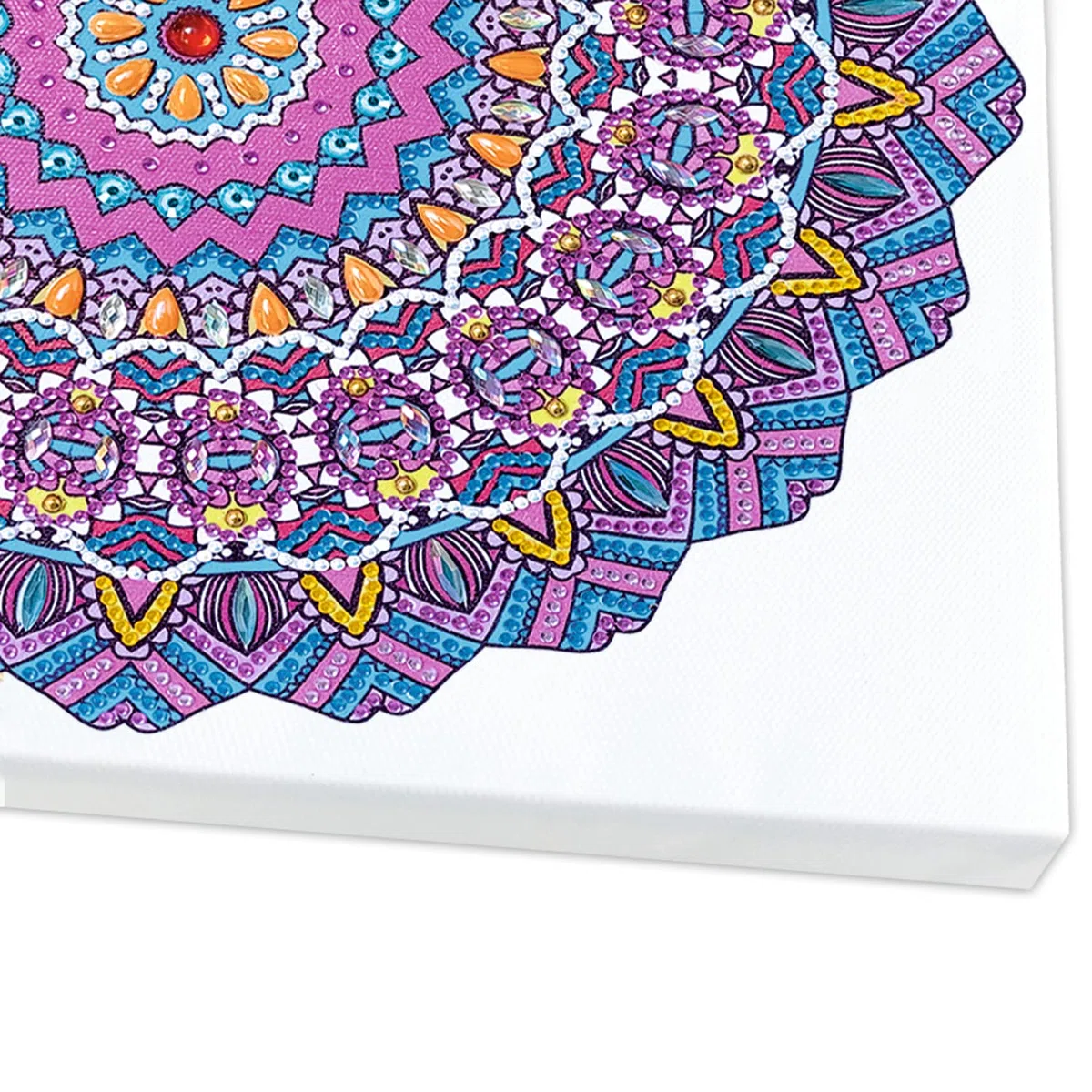 Ursus 43520008F - Diamond Painting Mandala Set 8, set artigianale con tela e pietre nei toni del viola, rosa e blu