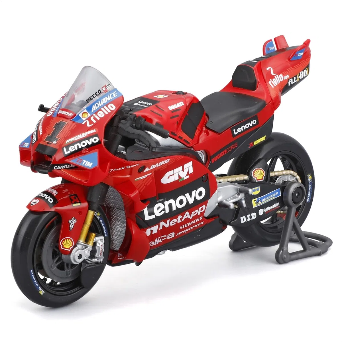 Maisto - Ducati Lenovo Team 2024 Bagnaia #1, Scala 1:18, Moto Diecast da Collezione con Dettagli Realistici, Licenza Ufficiale Ducati, Replica MotoGP Francesco Bagnaia, Età Consigliata 3+ Anni