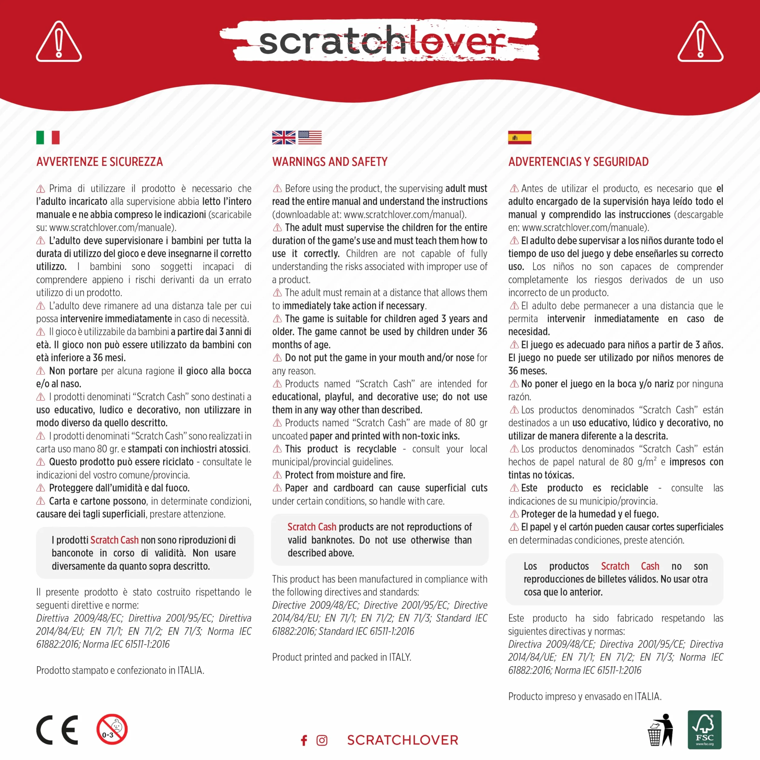 Scratch Cash Mini Bundle Plus 225 Banconote Finte 25 x 1, 2, 5, 10, 20, 50, 100, 200, 500 Euro, Fac-Simile Euro, Dimensioni Reali