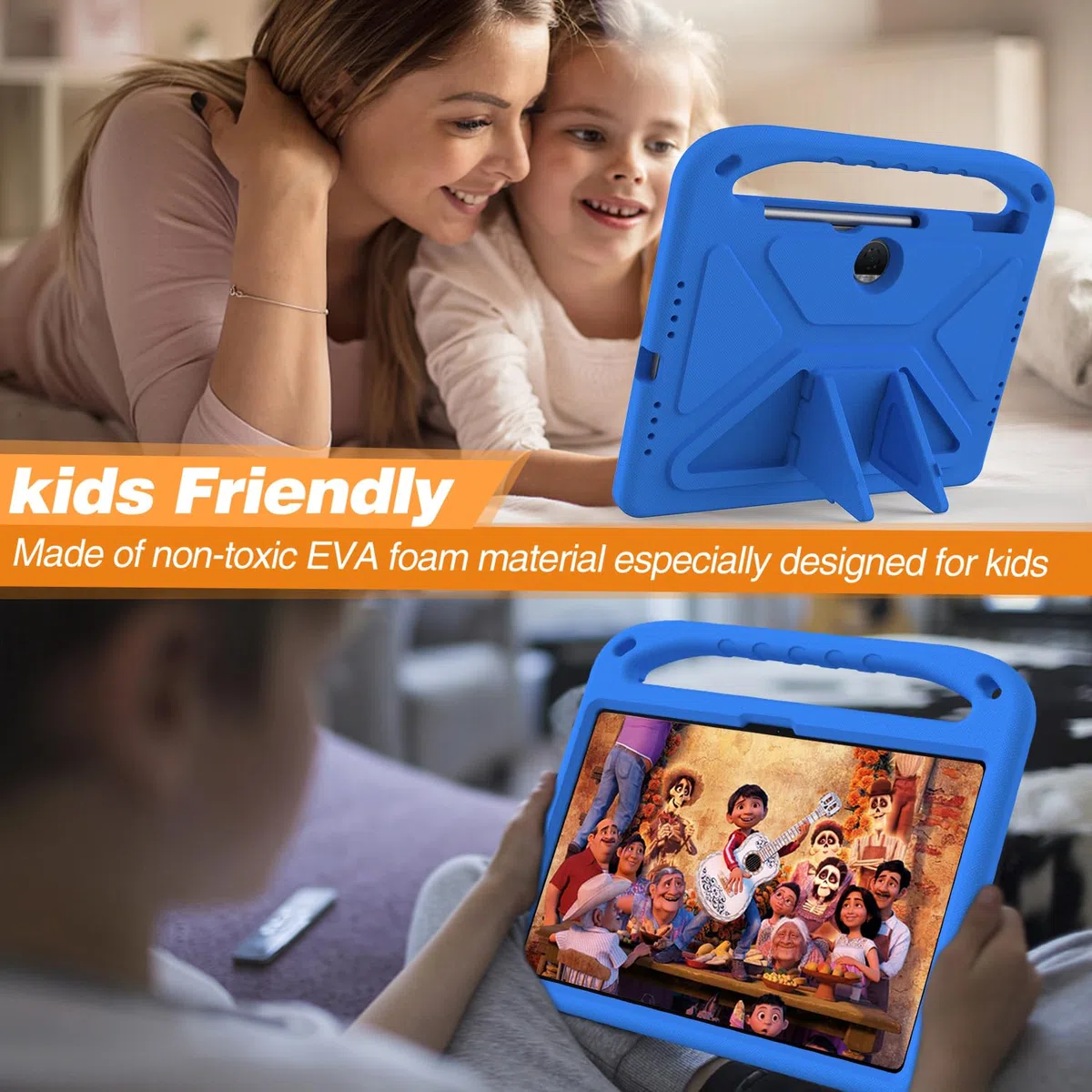 Custodia per Honor Pad 9 12.1" Leggera e Antiurto Bambini Cover in Eva con Maniglia e Supporto Blu