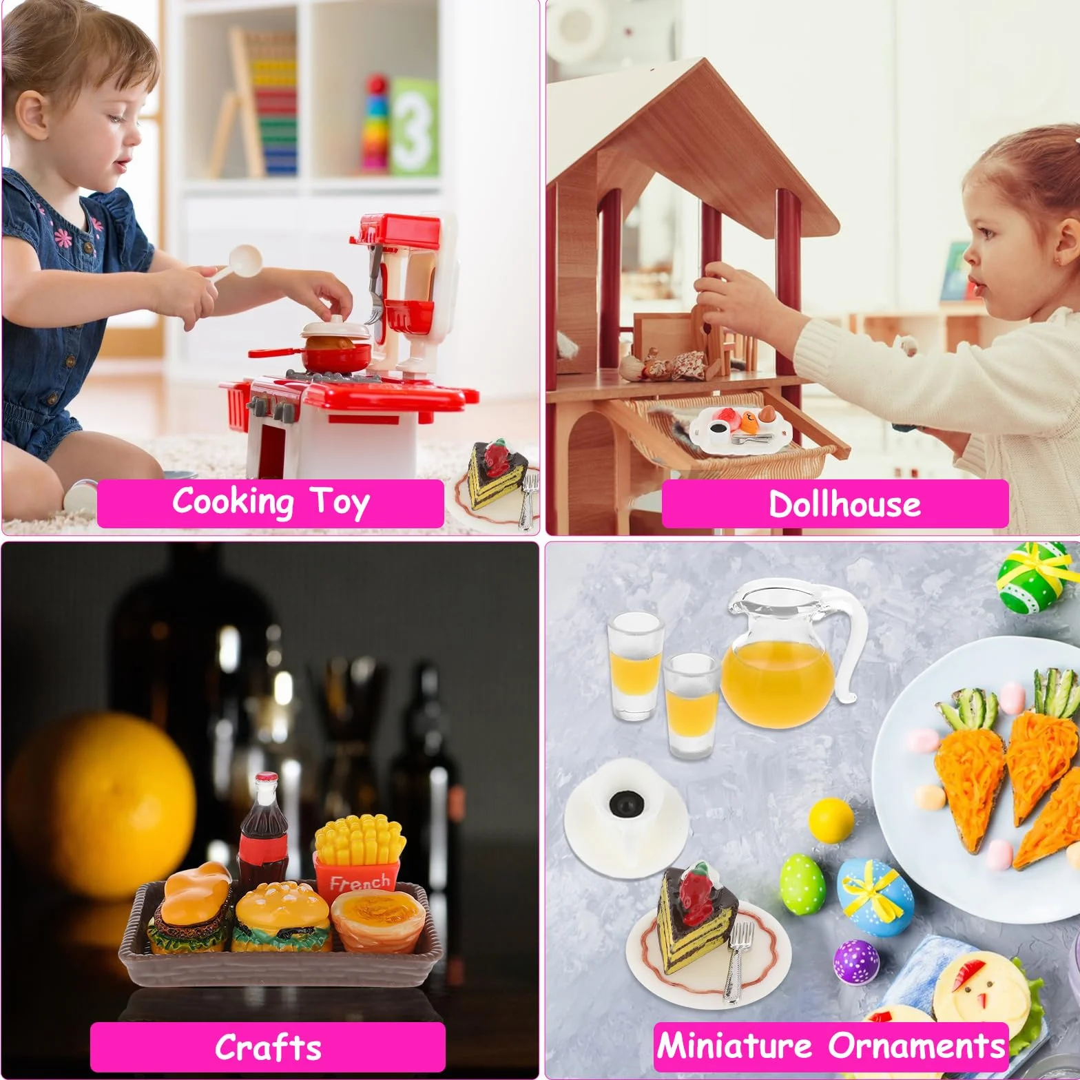 cobee 50 miniature alimentari bevande, 1:12 casa delle bambole mini giocattoli cibo cibo in miniatura adatto per stoviglie miste mini accessori per casa delle bambole roba in miniatura fingere cucina