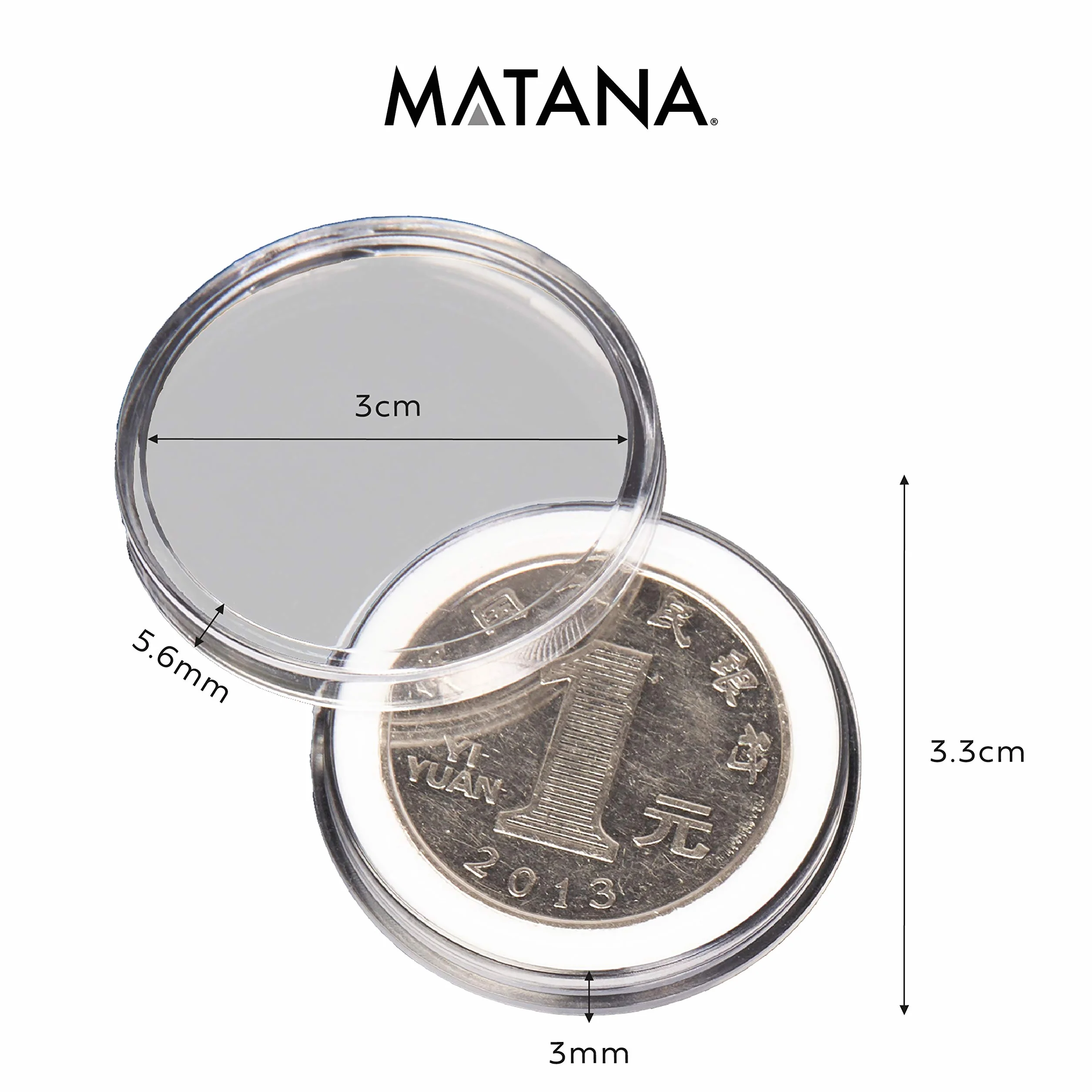 MATANA - 200 Pezzi Capsule di Monete (33mm) con 200 Guarnizioni in Schiuma EVA e 2 Scatole Porta Monete di Collezione