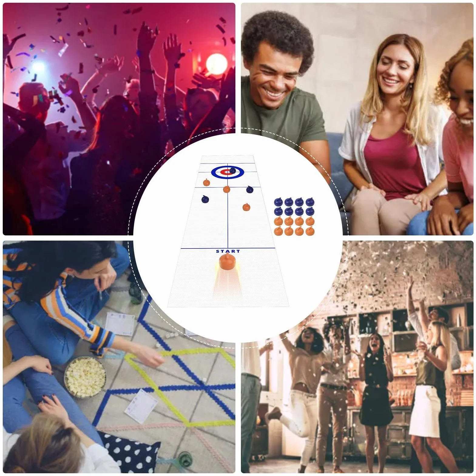 Générique Curling de – Mini Gioco Sportivo di Pellet, Kit di Gioco da Scrivania Indoor | Tappetino Attività Familiare Multifunzionale da 53 x 10 Pollici per Intrattenimento Tempo Libero a Casa con Uno