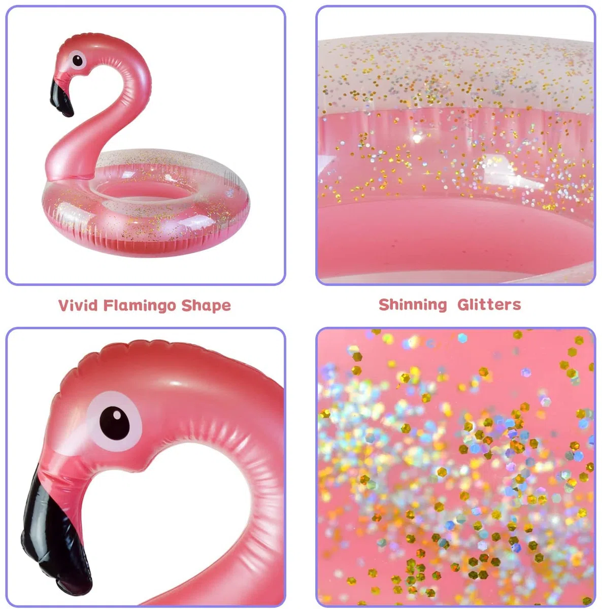 Anello di Nuoto, Gonfiabile Salvagente Piscina ,Anello di Nuoto, Galleggiante Anello di Nuoto,Salvagente fenicottero con paillettes， Anello da Nuoto Flamingo , Materiale: PVC, Per Bambini e Adulti