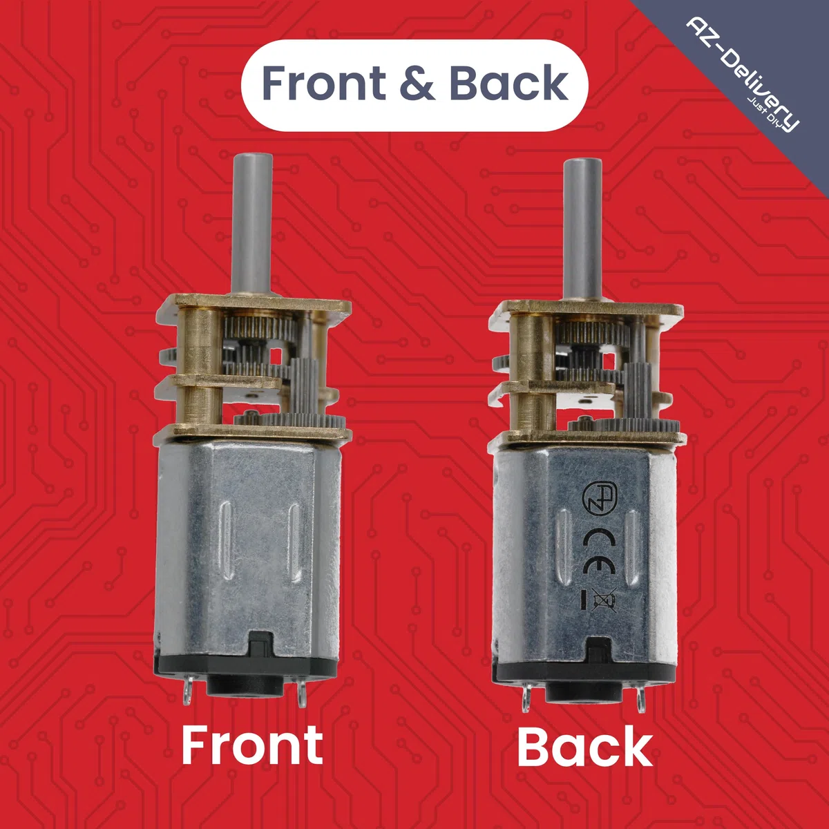 AZDelivery 3x GA12-N20 DC motore con ingranaggio 3-12V Mini motore in metallo (80RPM) Controllo preciso per modellismo, robotica e progetti fai-da-te | Ingranaggio in metallo resistente