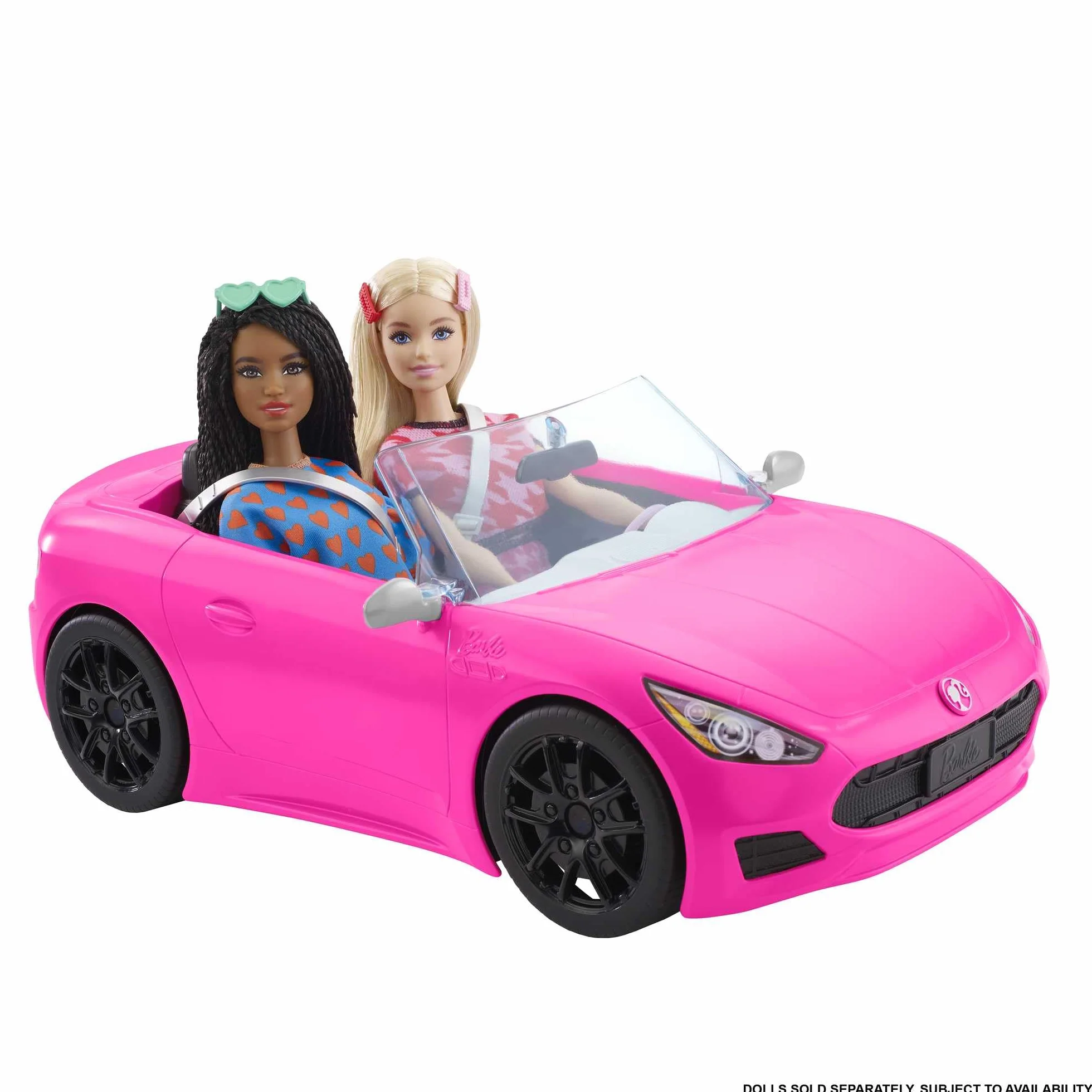 Barbie - Cabrio Veicolo Decapottabile Rosa a Due Posti con Ruote Funzionanti e Dettagli Realistici, Giocattolo per Bambini 3+ Anni, HBT92