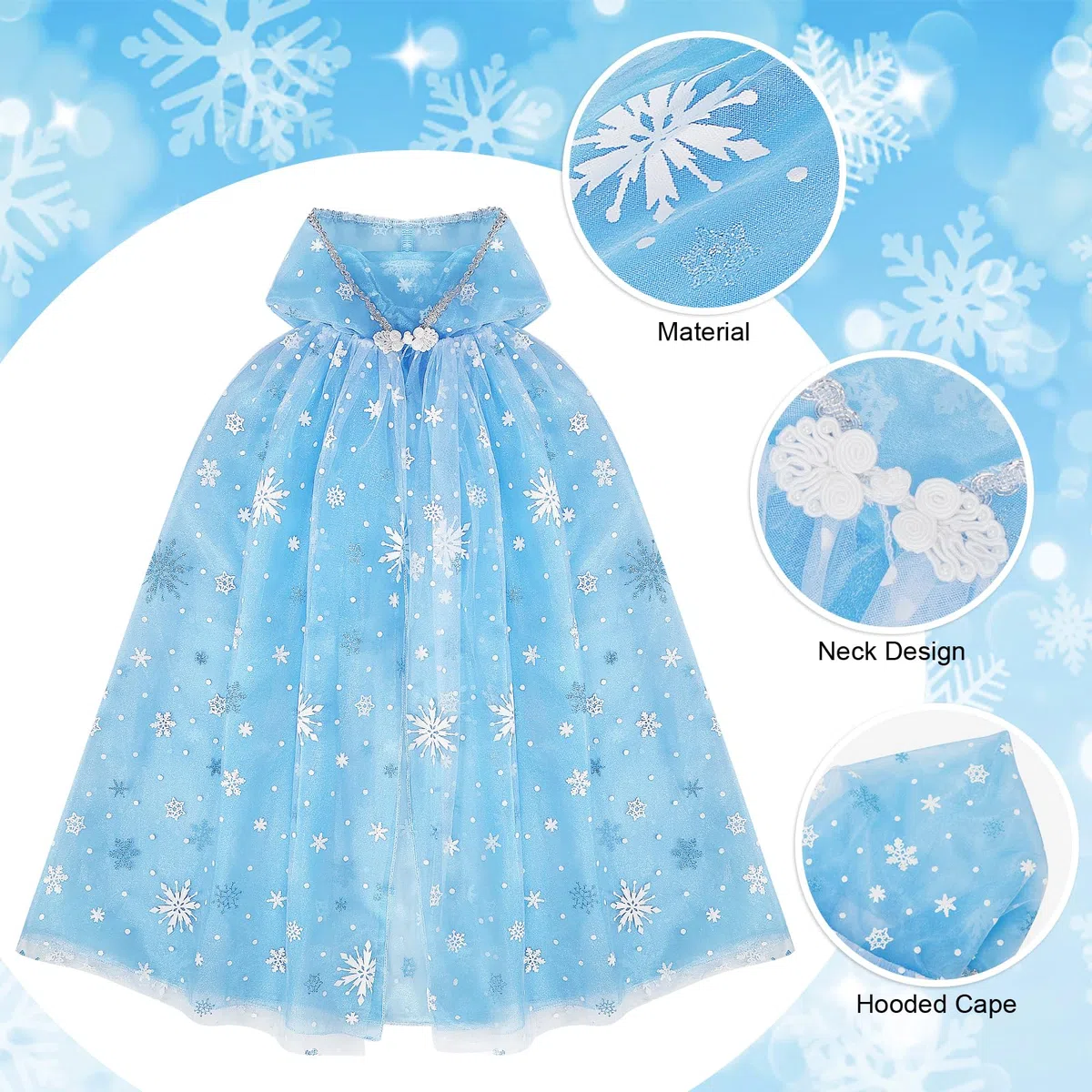 XEPST Mantello Principessa Bambina, Costume Principessa con Cappuccio Mantello Della Principessa Accessorio Scialle Cape Ragazze da Costume Halloween