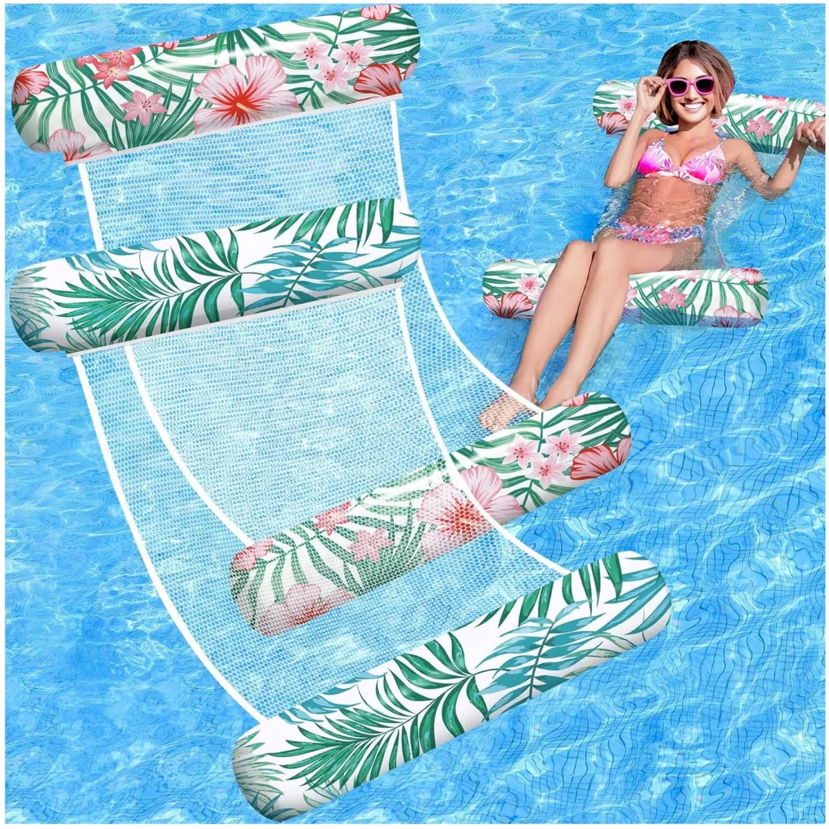 X2 Amaca Galleggiante per Piscina. Amaca da Piscina Gonfiabili per Piscina, Taglia Adulta. Gonfiabili Polifunzionali 4 in 1 per Nuoto, Materassini e Sedie Galleggianti, Ideali per Divertimento.