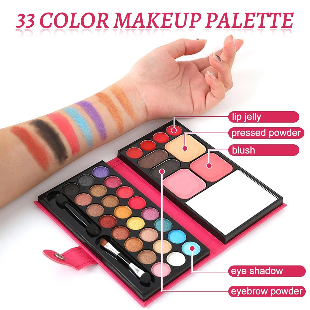 Set Trucco per Bambine, Set Trucco per Ragazze con Specchio e 9 Pennelli, Cosmetici Giocattolo Non Tossici Bambini, Kit di Bellezza Cosmetica per Compleanni Feste Spettacoli Halloween Natale