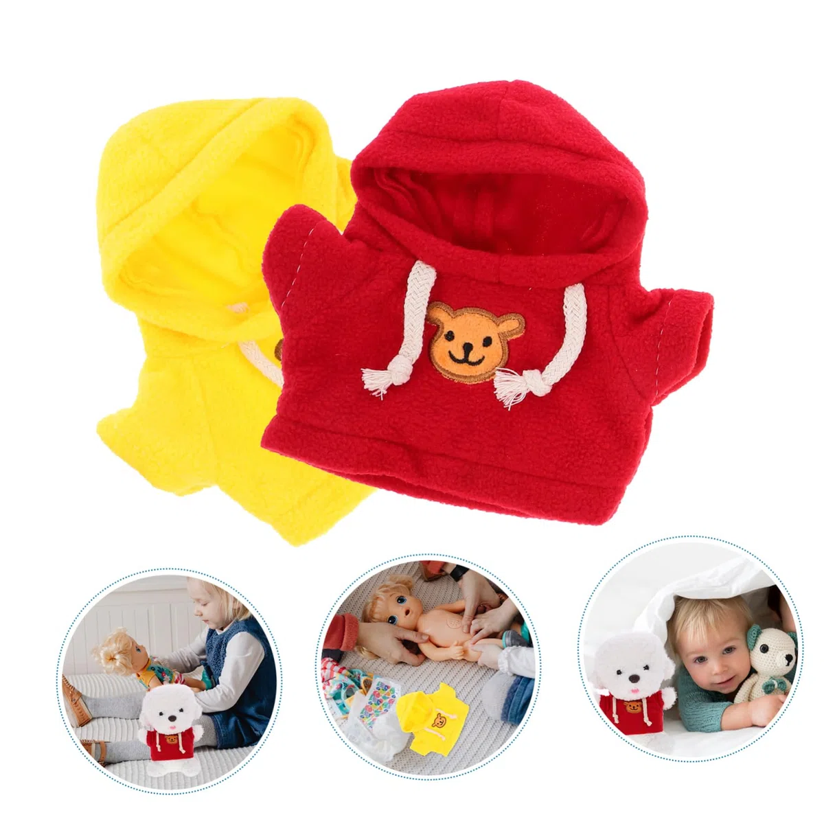 Vestiti Per Bambole e Orsacchiotti 30 Cm, Set 2 Pezzi Di Felpe Cappuccio Morbido, Abbigliamento Decorativo Riutilizzabile Per Bambole e Peluche, Adatto Per Giochi e Collezioni