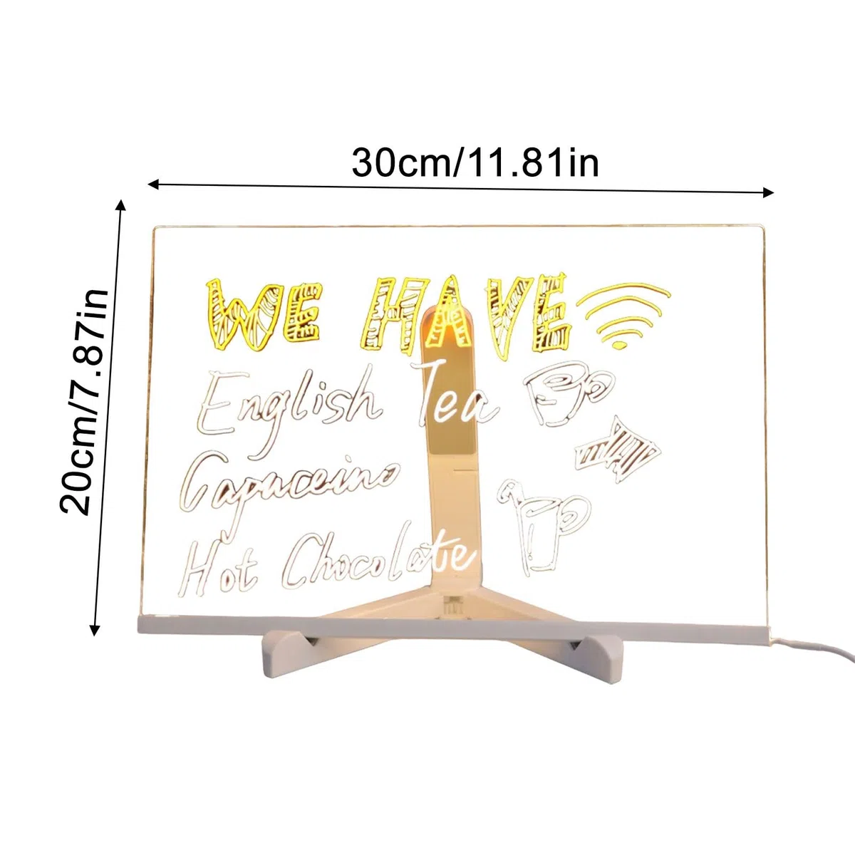 Lavagna a LED con colori, 20 cm x 30 cm lavagna illuminata lavagna a LED illuminata in acrilico, lavagna cancellabile a secco illuminata con supporto per casa e scuola
