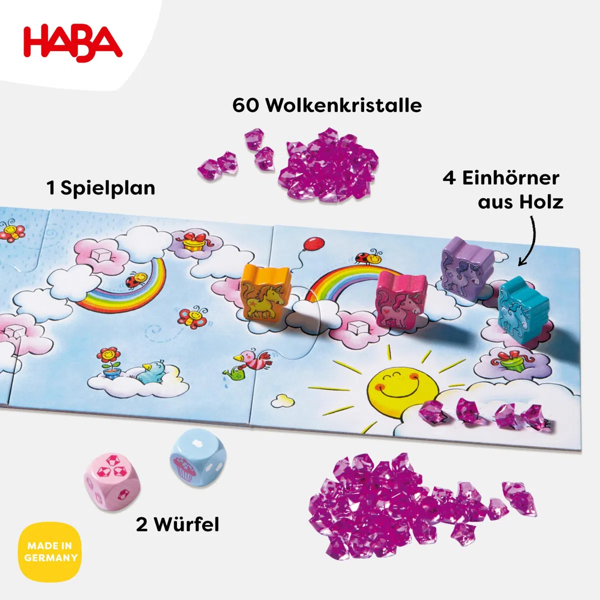 Haba 300123 - Gioco da tavola per bambini "Einhorn Glitzerglück", 3+ anni [Lingua tedesca]