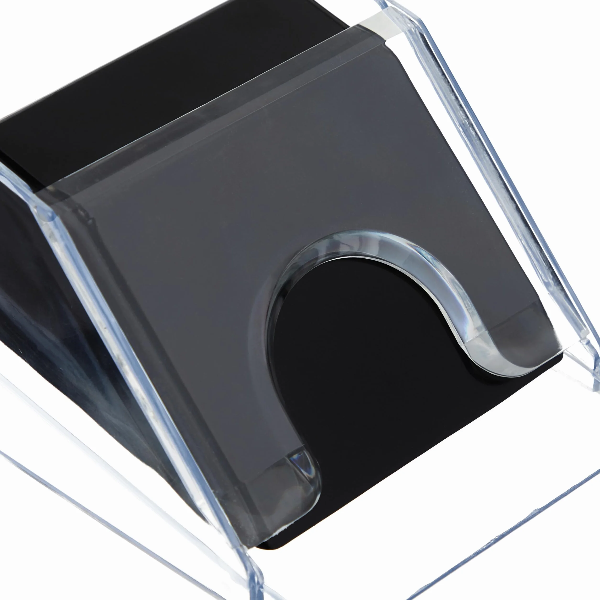 Relaxdays Distributore Carte da Gioco Dispenser 6 Mazzi Dealing Shoe Black Jack 10x10x29 cm Trasparente Nero