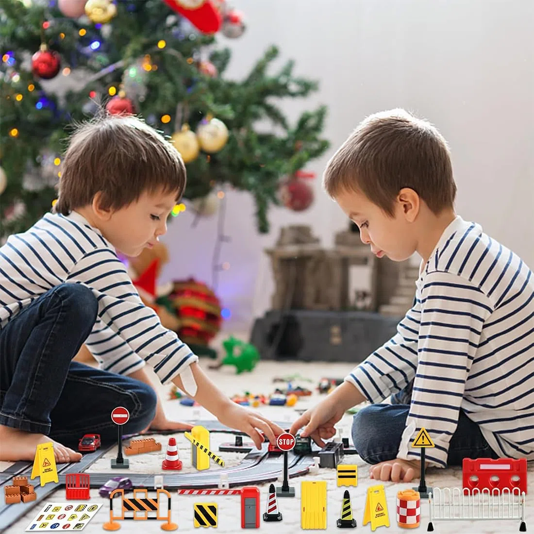 22 Pz Giocattolo di Scena Modello Segnali Stradali per Bambini Segno del Veicolo Stradale Blocco Stradale di Simulazione Segnali di Sbarramento Stradale Giocattoli Plastica