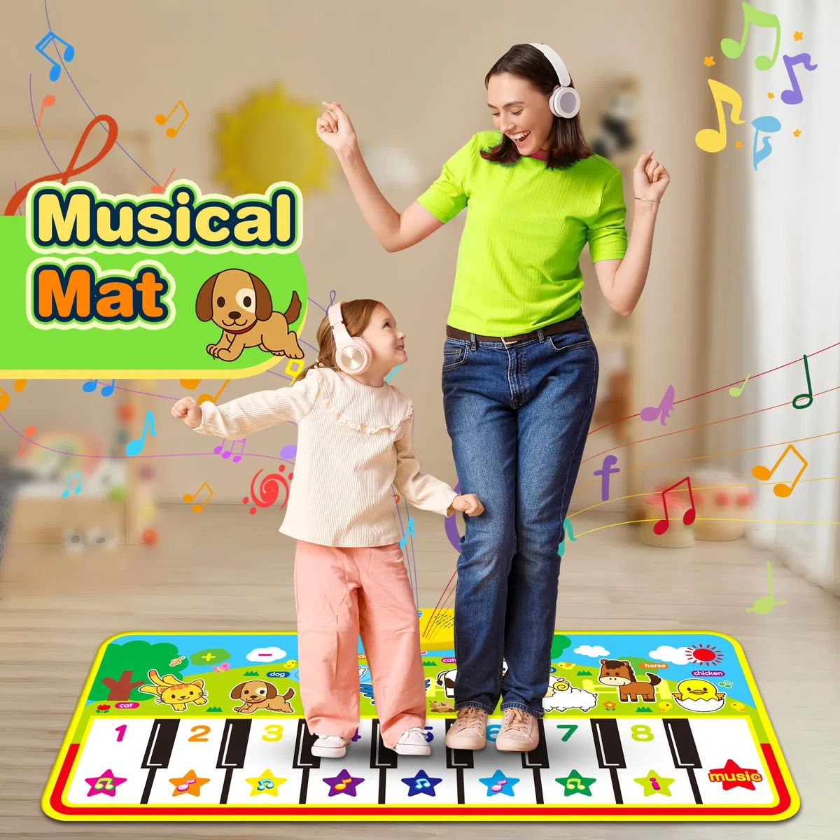 m zimoon Tappetino per Pianoforte, Tappeto Ballo Tappetini Musicali Strumento Musicale Educativo Regali Giocattolo per Bambini 2 3 4 5 Anni