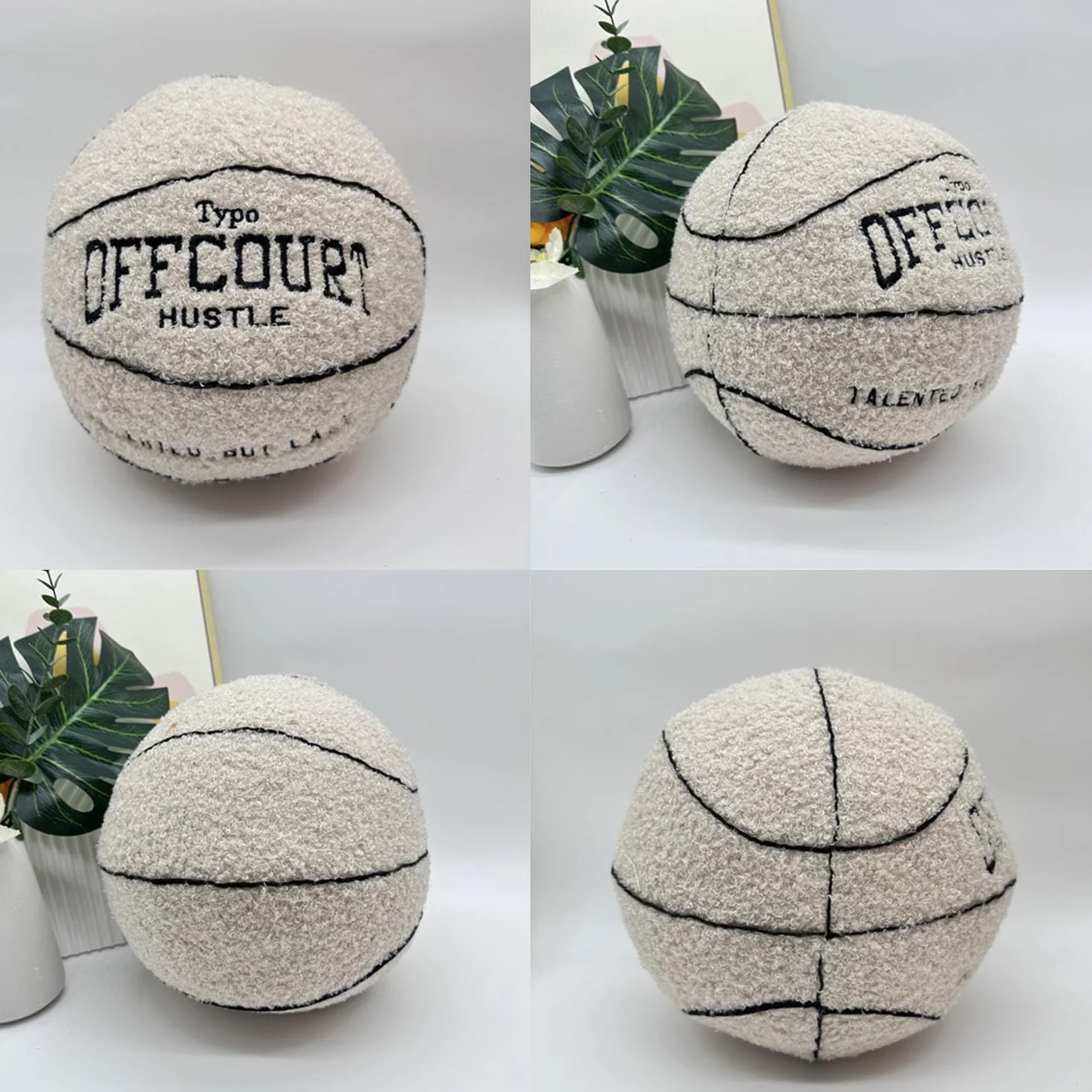 Offcourt Basketball Pillow, 25cm/9.5in Cuscino Basket Offcourt, Fluffy Soccerball Basketball Football Shaped Cuscino di Peluche, Sport Cuscini di Lancio, per Decorazione Camera