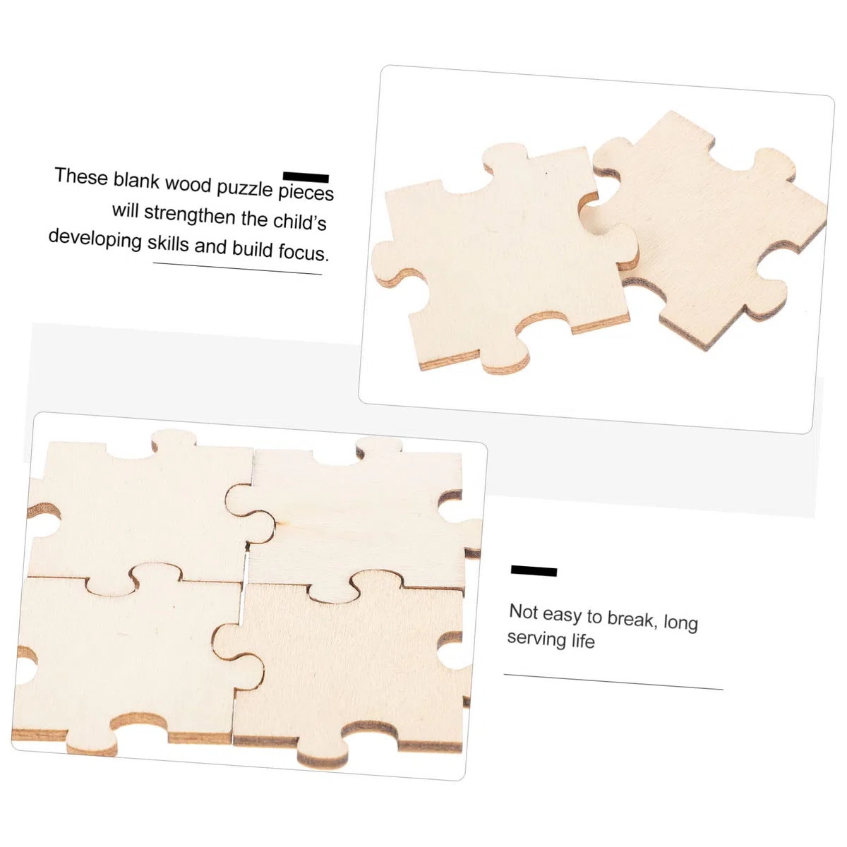 VANZACK 100 Pezzi Puzzle in Legno Vuoto da Disegnare, Kit Puzzle per Bambini Pezzi Resistenti, per Sviluppare Abilità Creative e Artistiche