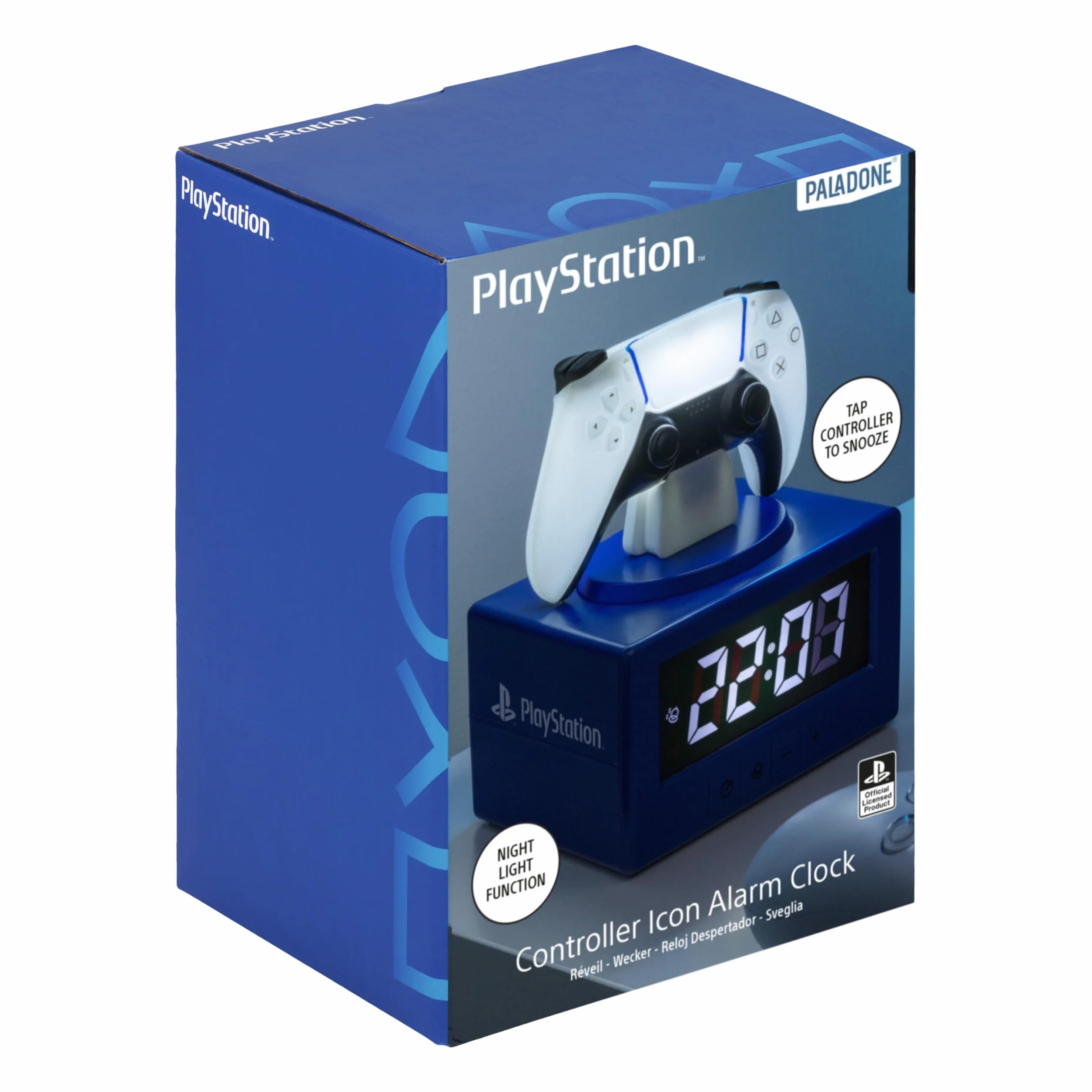 Paladone, Sveglia digitale con controller DualSense della PlayStation, con funzione luce notturna, con licenza ufficiale, decorazione da gaming e per camera da letto, per bambini e ragazzi