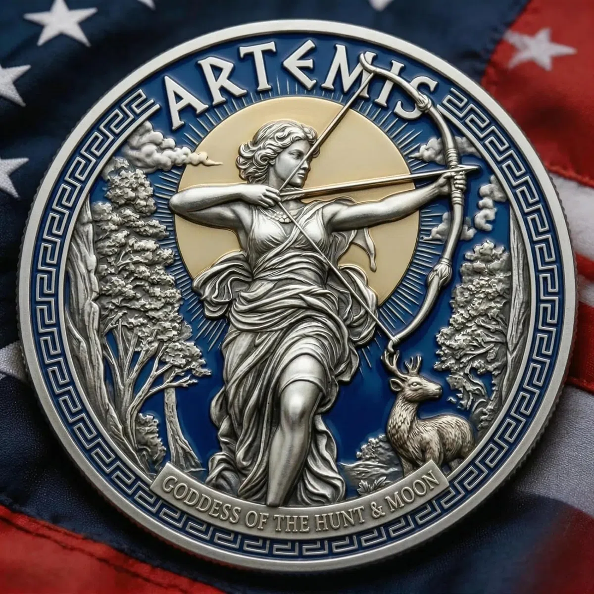 Moneta commemorativa della missione lunare Artemis II, moneta commemorativa della generazione Artemis, monete da collezione 3D ad alto rilievo dedicate all'esplorazione spaziale (01#)