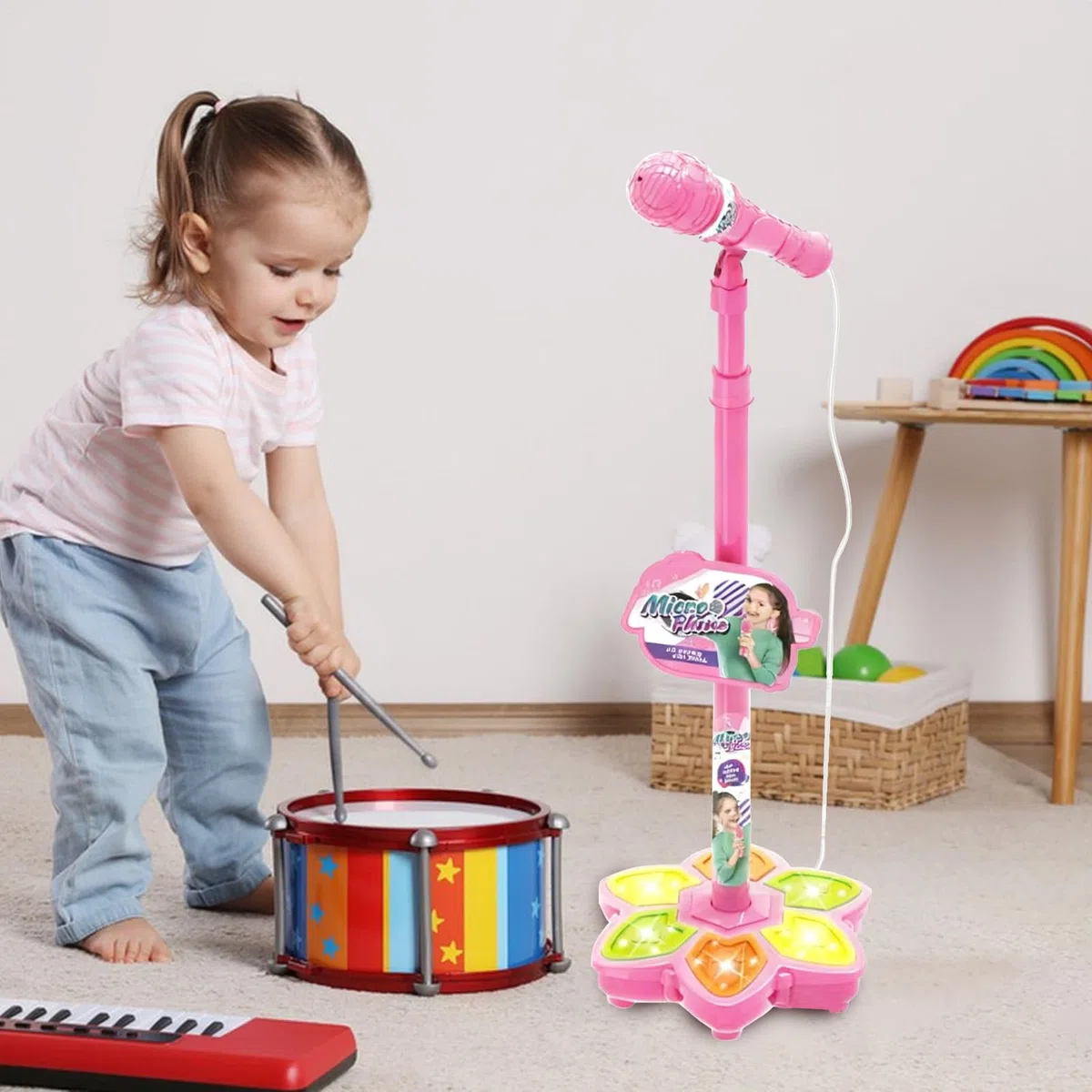 Microfono Giocattolo per Bambini,Accessorio Karaoke Senza Fili con Multicolori,Macchina Karaoke con Supporto | per Bambini, Ragazzi e Ragazze, Feste di Compleanno, Performance e Gioco