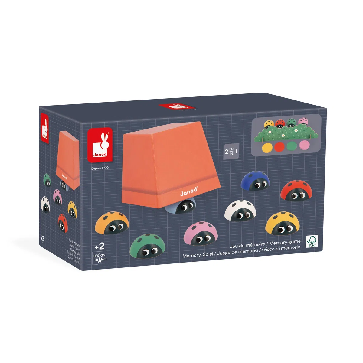 Janod - Gamma Pedagogia - Gioco di Memoria Coccinelle - Riconoscere i Colori - Giocattolo Educativo per Bambini - Gioco in Legno e Cartone FSC - dai 24 Mesi, J05079
