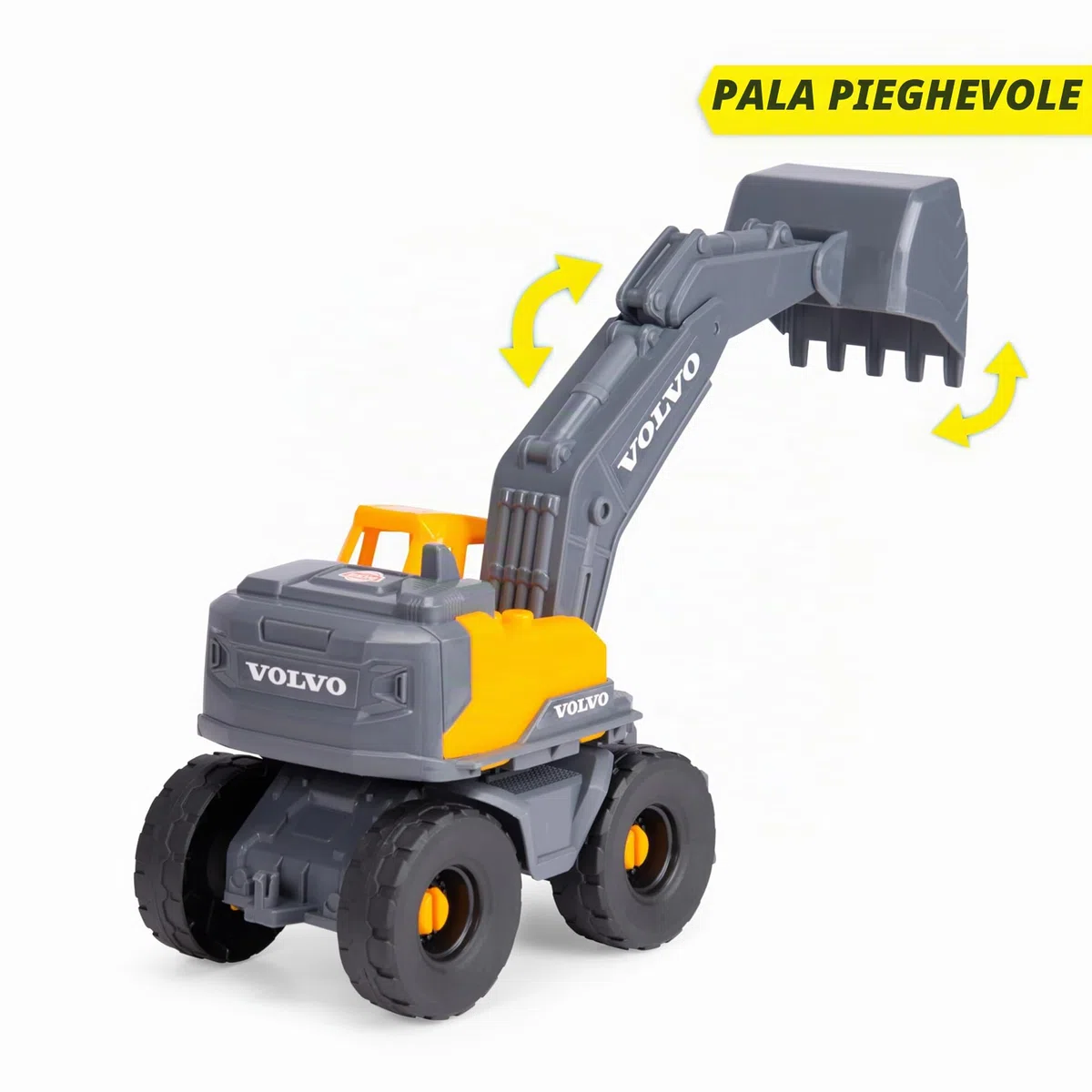 Dickie Toys - Volvo Escavatore Tough (26 cm) - Escavatore a pala giocattolo per bambini dai 3 anni in su, con ruota libera, braccio mobile e pala, adatto come giocattolo di sabbia