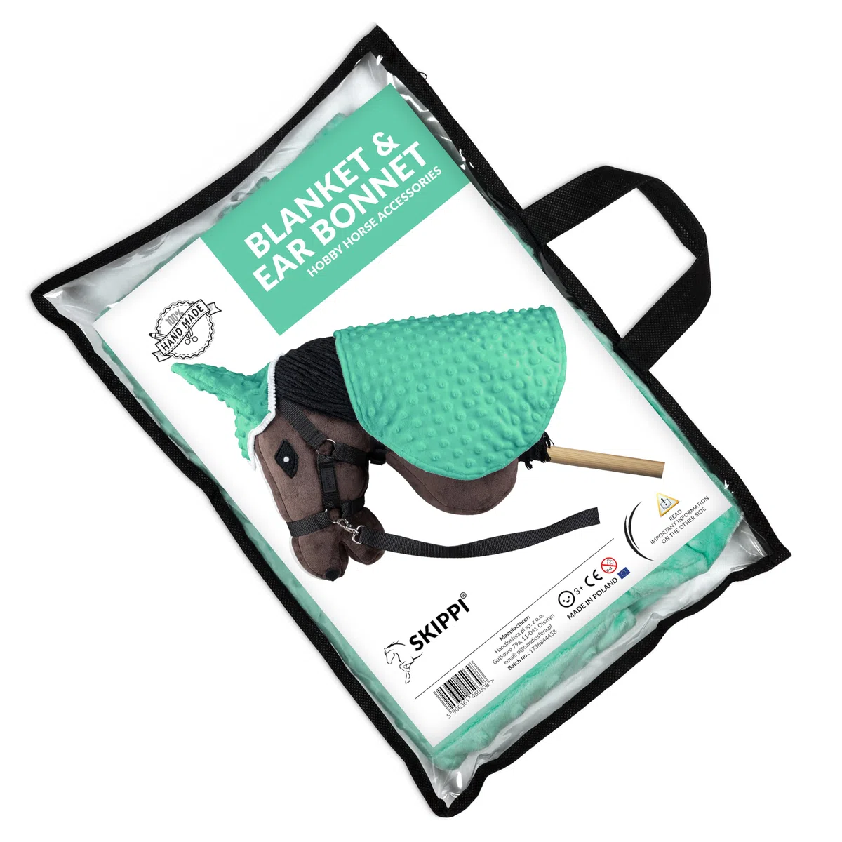 SKIPPI Coperta e Cuffietta per Hobby Horse - Menta, Hobby Horse Accessori