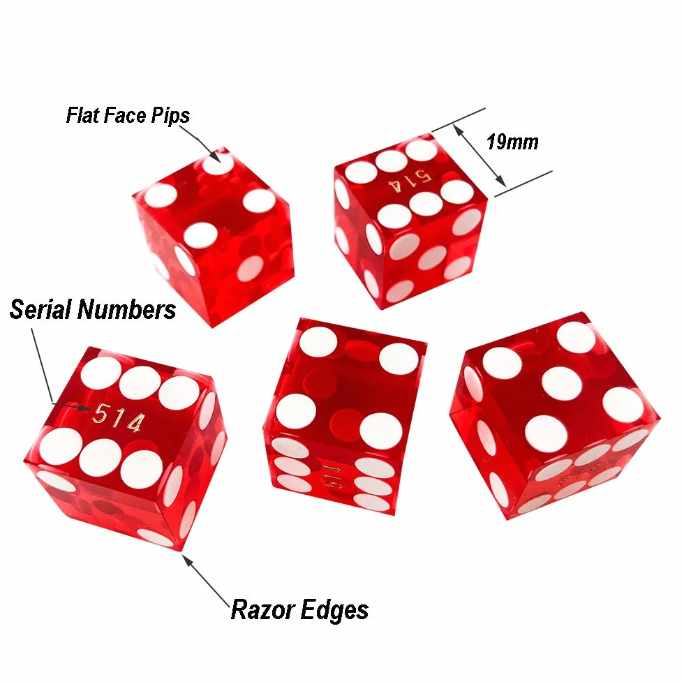 Set di dadi da casinò da 19 mm rossi con pulsante on/off 7,6 cm
