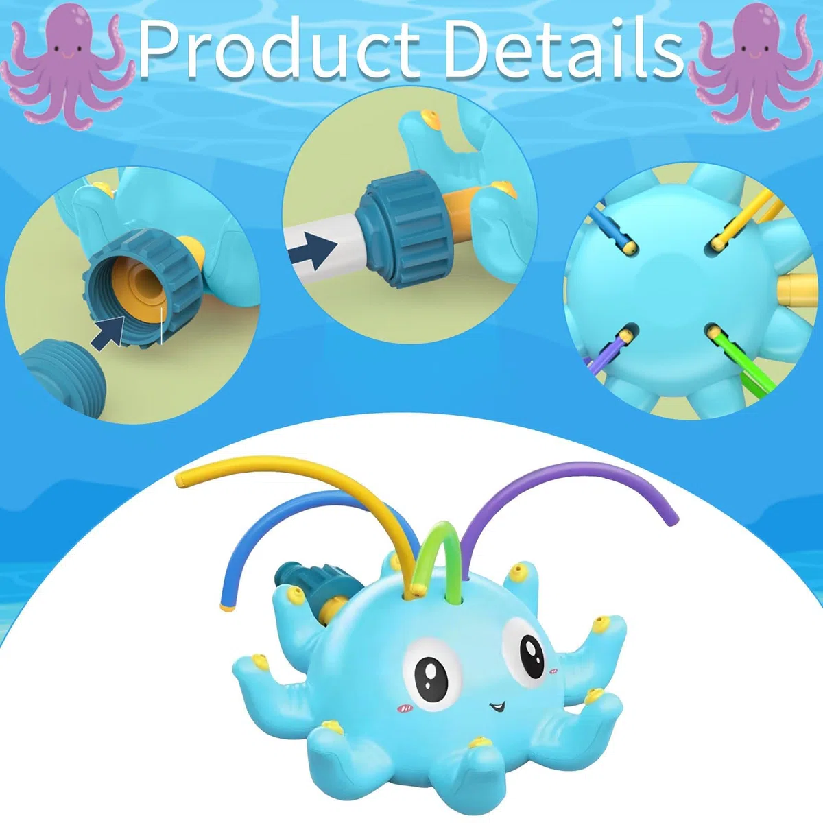 Giocattolo di Sprinkler, Irrigatore per Bambini, Outdoor Sprinkler Toy, Giocattolo Sprinkler Per Bambini, Giochi da Giardino per Bambini, Polpo Sprinkler Giocattolo, per Cortile, Giardino, Prato