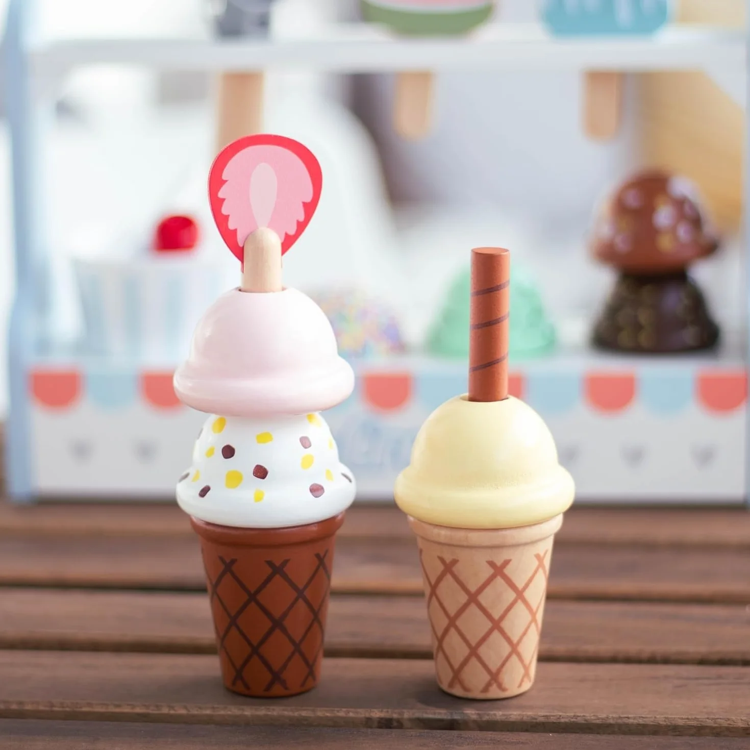 umu gelateria per Bambini in Legno gelateria con Accessori da Cucina (Gelato, Palline di Gelato, Coni Gelato, ECC.), Negozi di Cucina per Bambini e Accessori per Giochi di Ruolo, Giocattoli in l