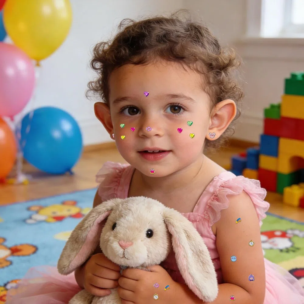 Orecchini da attaccare per ragazze, adesivi 3D autoadesivi con cristalli glitterati a forma di principessa, adesivi per orecchini, adesivi per unghie, fai da te, decorazione per feste, regali di