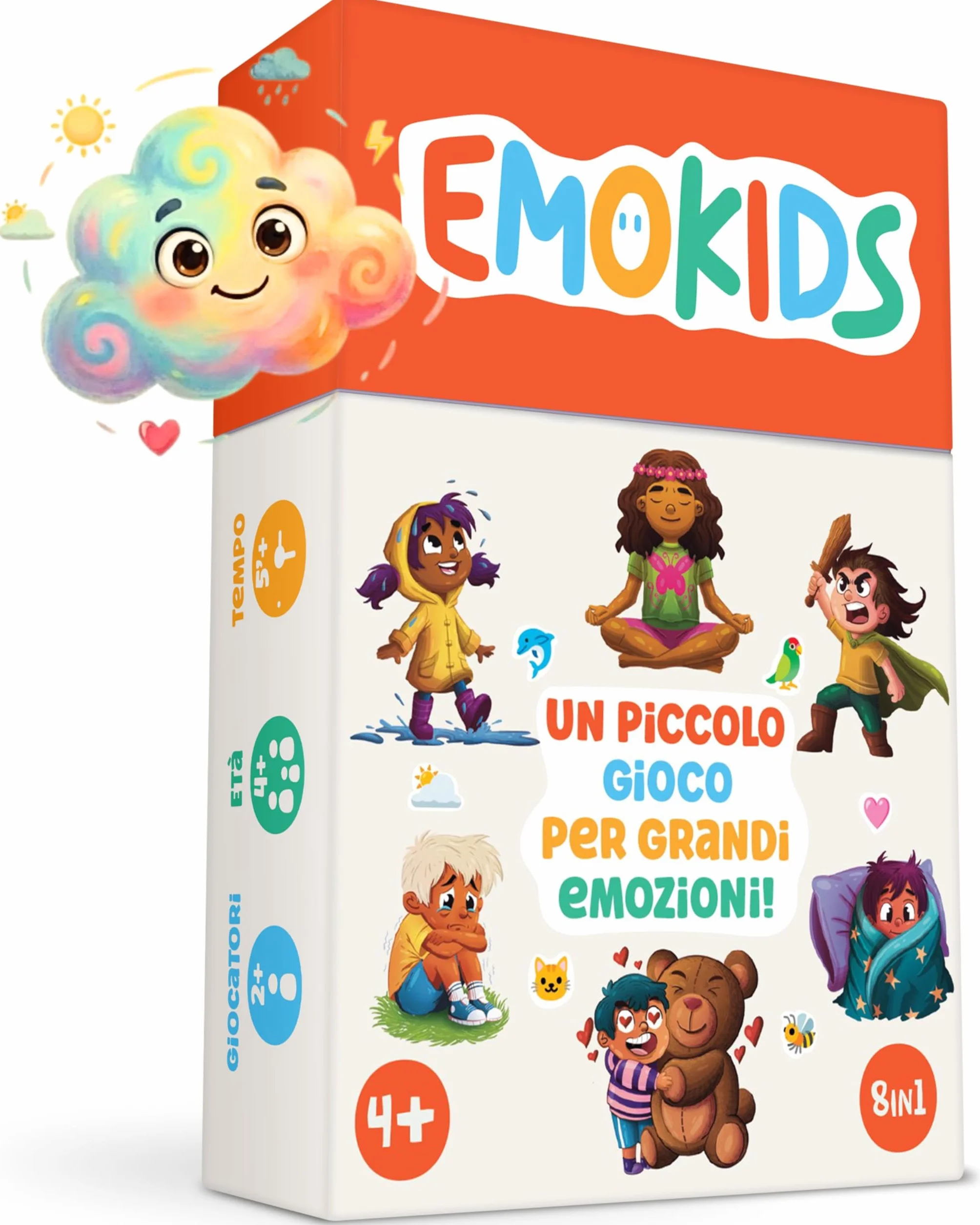 Oh Happy Games - EmoKids - Gioco delle Emozioni per Bambini 4-10 Anni - 56 Carte Illustrate + 8 Mini-Giochi - Metodo Montessori & CNV - Comprendere e Gestire le Emozioni - Gioco Educativo