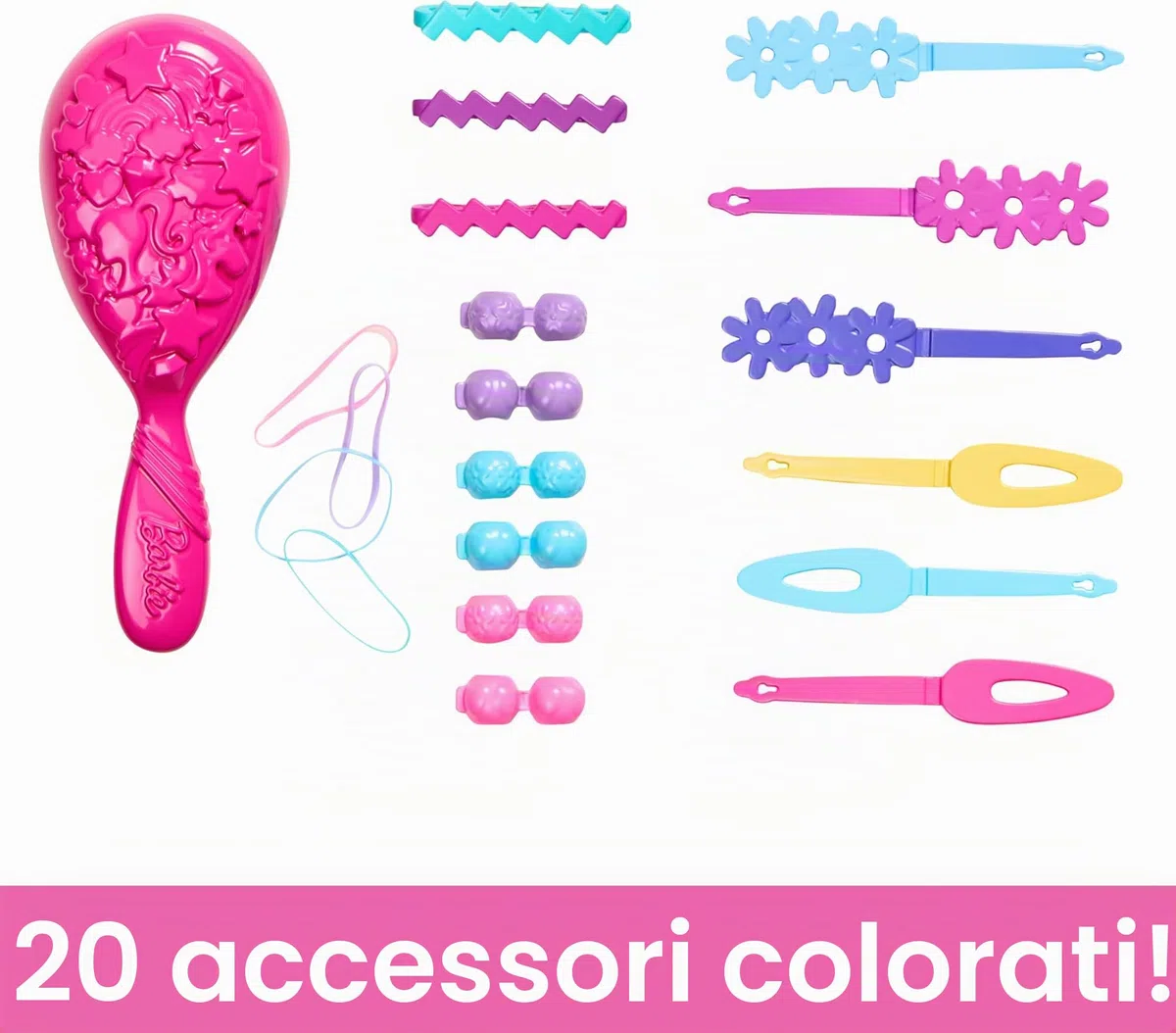 Barbie Testa per acconciare le bambole, capelli biondi con 20 accessori colorati, testa di bambola per acconciature, HMD88