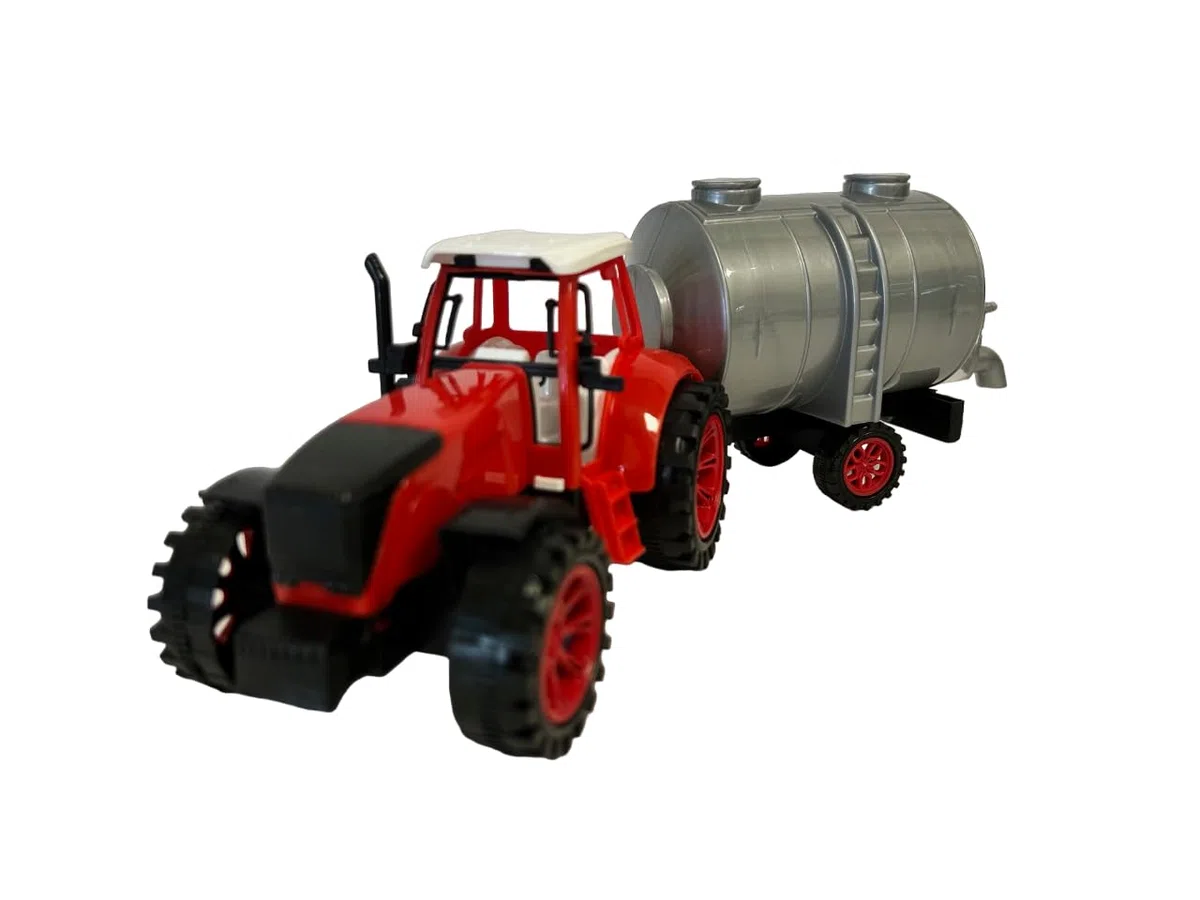 Trattore Agricolo con Rimorchio - Carro Cisterna, Aratro, Porta Animali - Giocattolo a Frizione per Fattoria (CISTERNA)