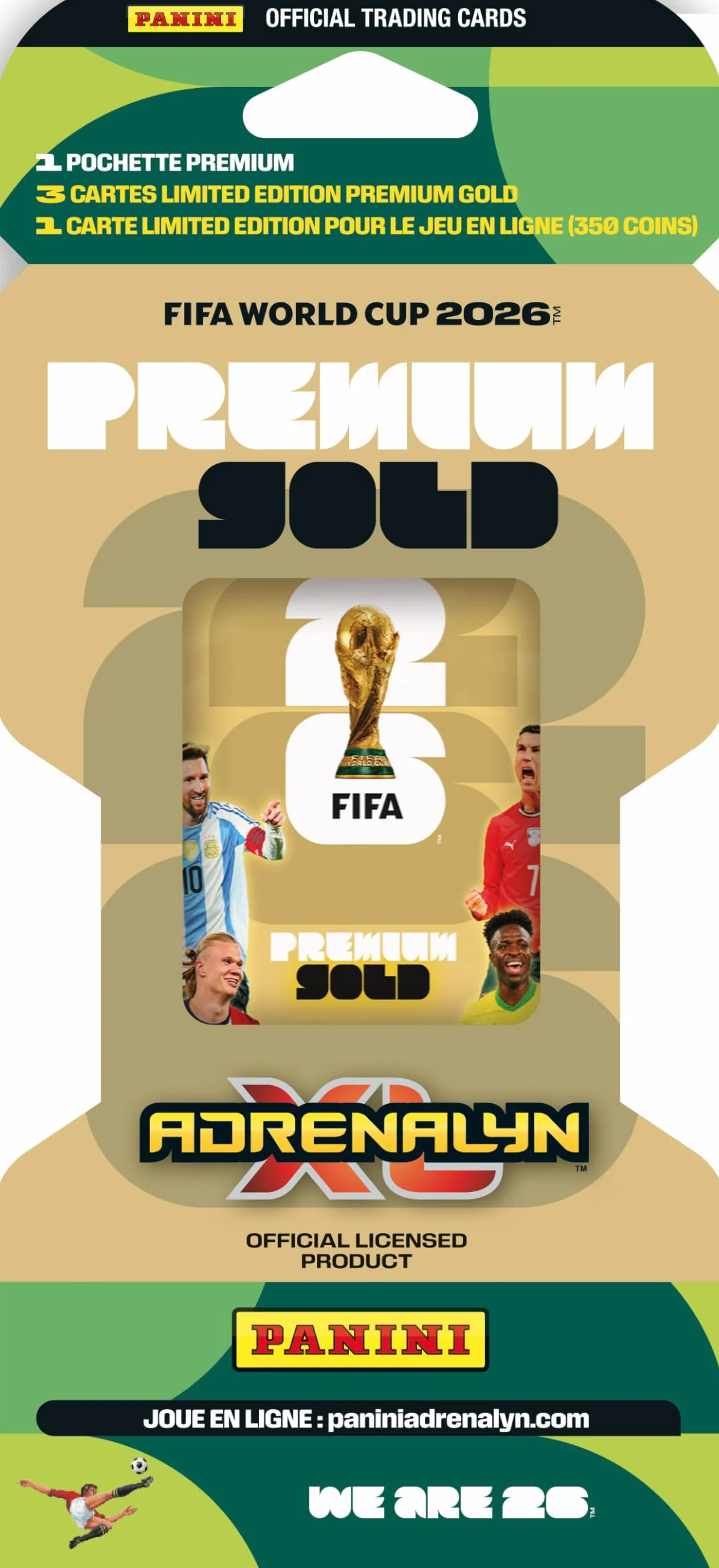 Coppa del Mondo FIFA 2026 Trading Cards Game Blister Premium Gold (1 tasca premium + 4 carte esclusive in edizione limitata)