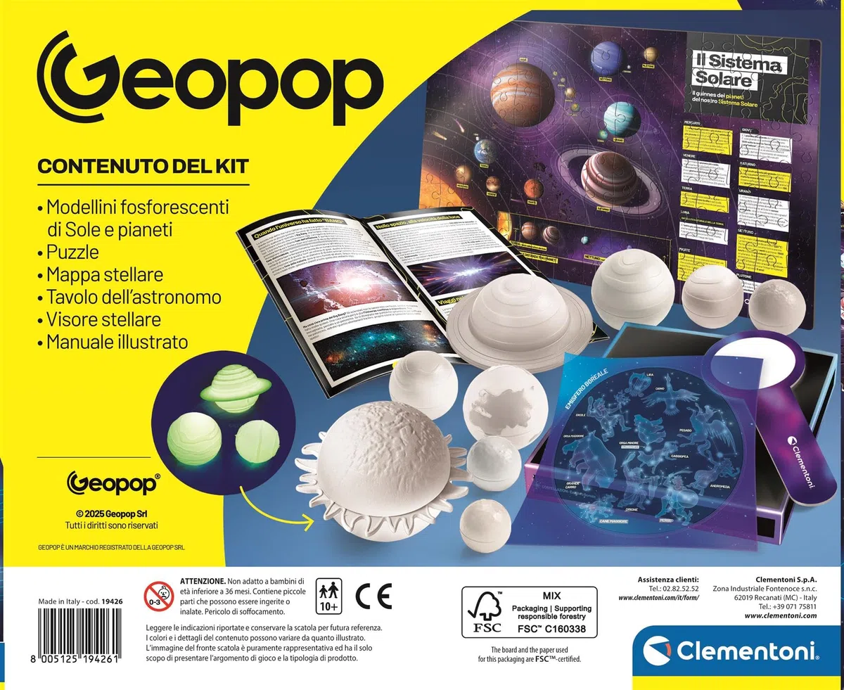 Clementoni x Geopop - Segreti dello Spazio, Puzzle 150 Pezzi, Gioco Scientifico per Bambini 10+ Anni per Scoprire Pianeti, Costellazioni e Sistema Solare, Made in Italy, Lingua Italiana, 19426