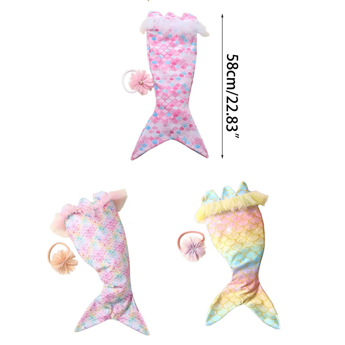 Newwyt Set per Servizio Fotografico per Neonato Costume da Sirene Fascia per Fiori Puntelli per Foto Costume per Foto per Neonato Abito per Fotografia Infantile 2 Pezzi