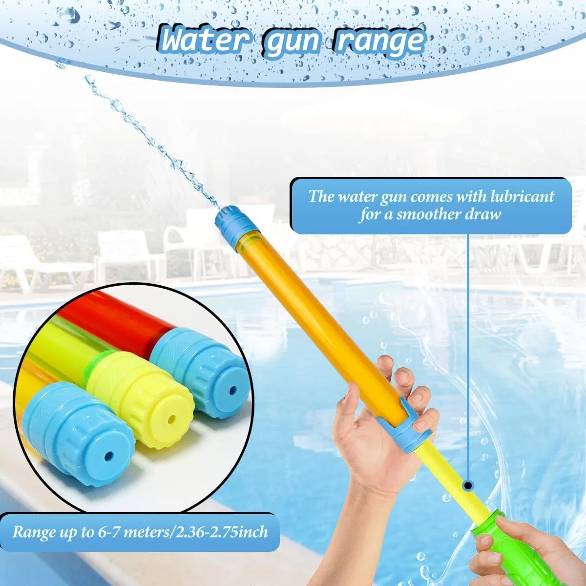 6 Pezzi Pistola Ad Acqua,42-70cm Pistole Ad Acqua Piccole Portata 6-7 metri,Giocattolo da Spiaggia per L'estate Applicabile a Festa in Piscina,Spiaggia,Giardino (3 Colori)