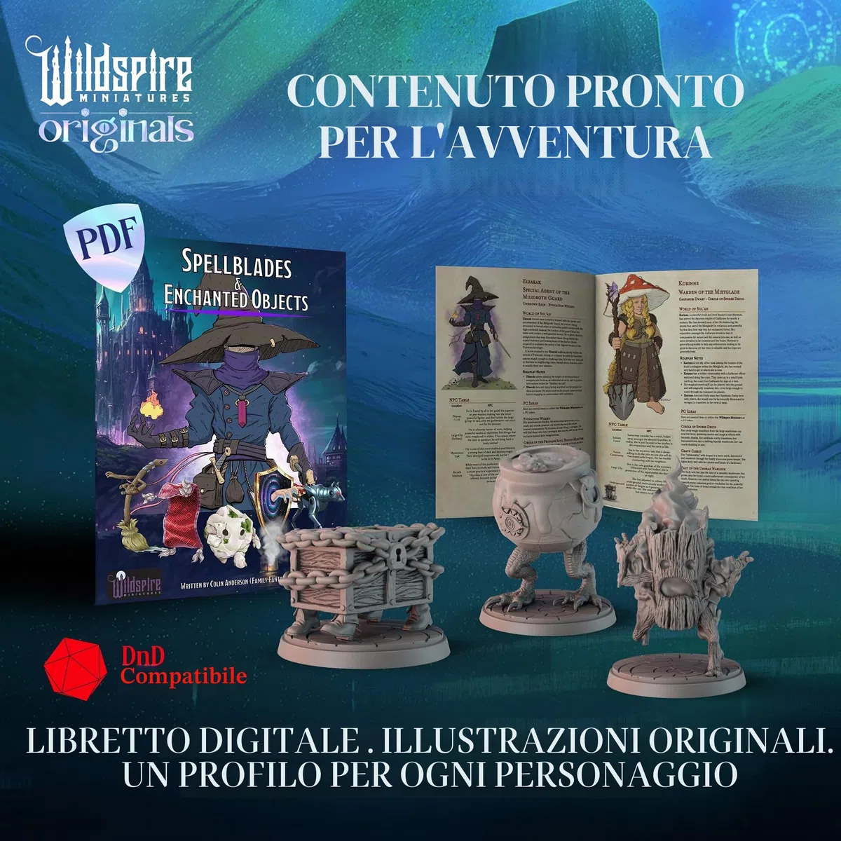 Wildspire 20 Oggetti Incantati - Magici Oggetti Animati per Miniature DND 28-32mm Dungeons & Dragons Miniature Bulk Fantasy Incantesimo Effetti D&D Figure