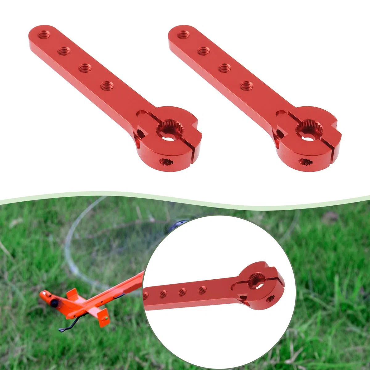OTOTEC 2 pezzi 25T RC estensione sterzo servo braccio lunghezza totale 56 mm compatibile con aeroplani Balsa 30-100CC compatibile con Futaba, rosso