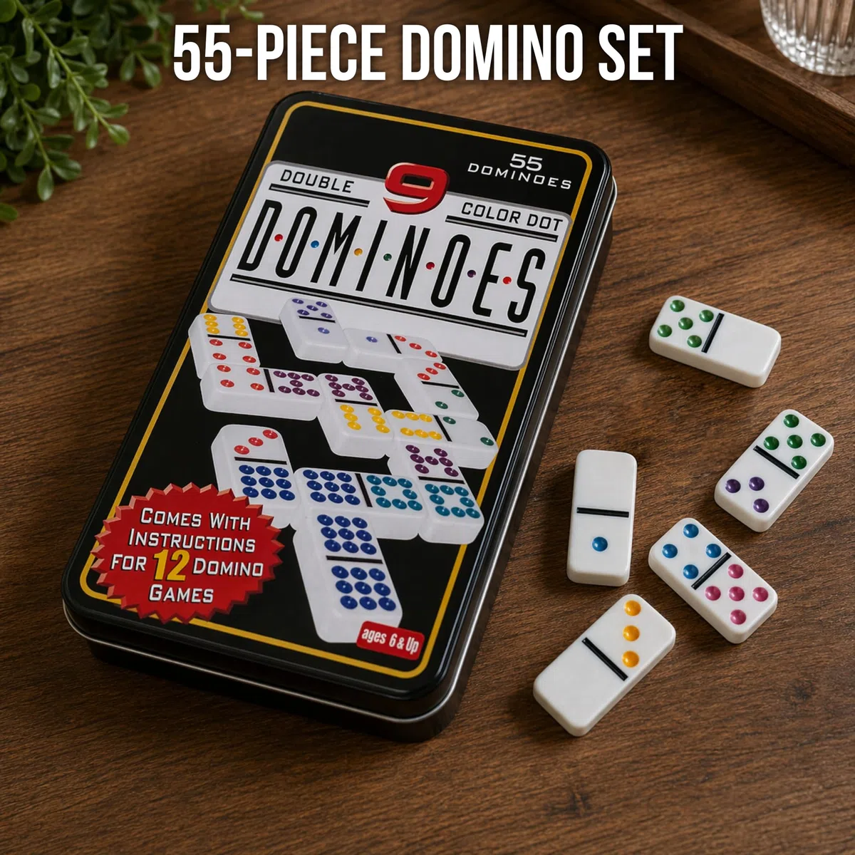 Set di Domino. Classico Gioco da Tavolo. Gioco da Tavolo per Tutta la Famiglia. Domino Colorati per Adulti e Bambini. Include Scatola per Riporli. Ideale per Viaggi, Riunioni e Tempo Libero.