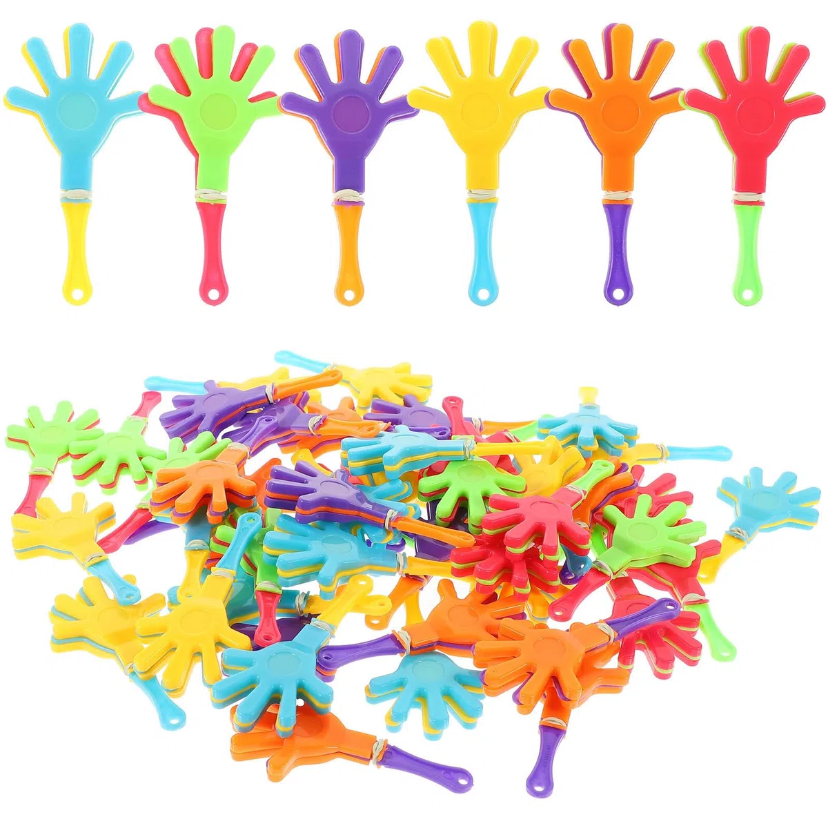 Mikinona 50 Pezzi Piccoli Batacchi da Mano in Plastica per Festa Funzione Rumorosa e Tifo, Leggeri e Divertenti per Celebrazioni e Festival