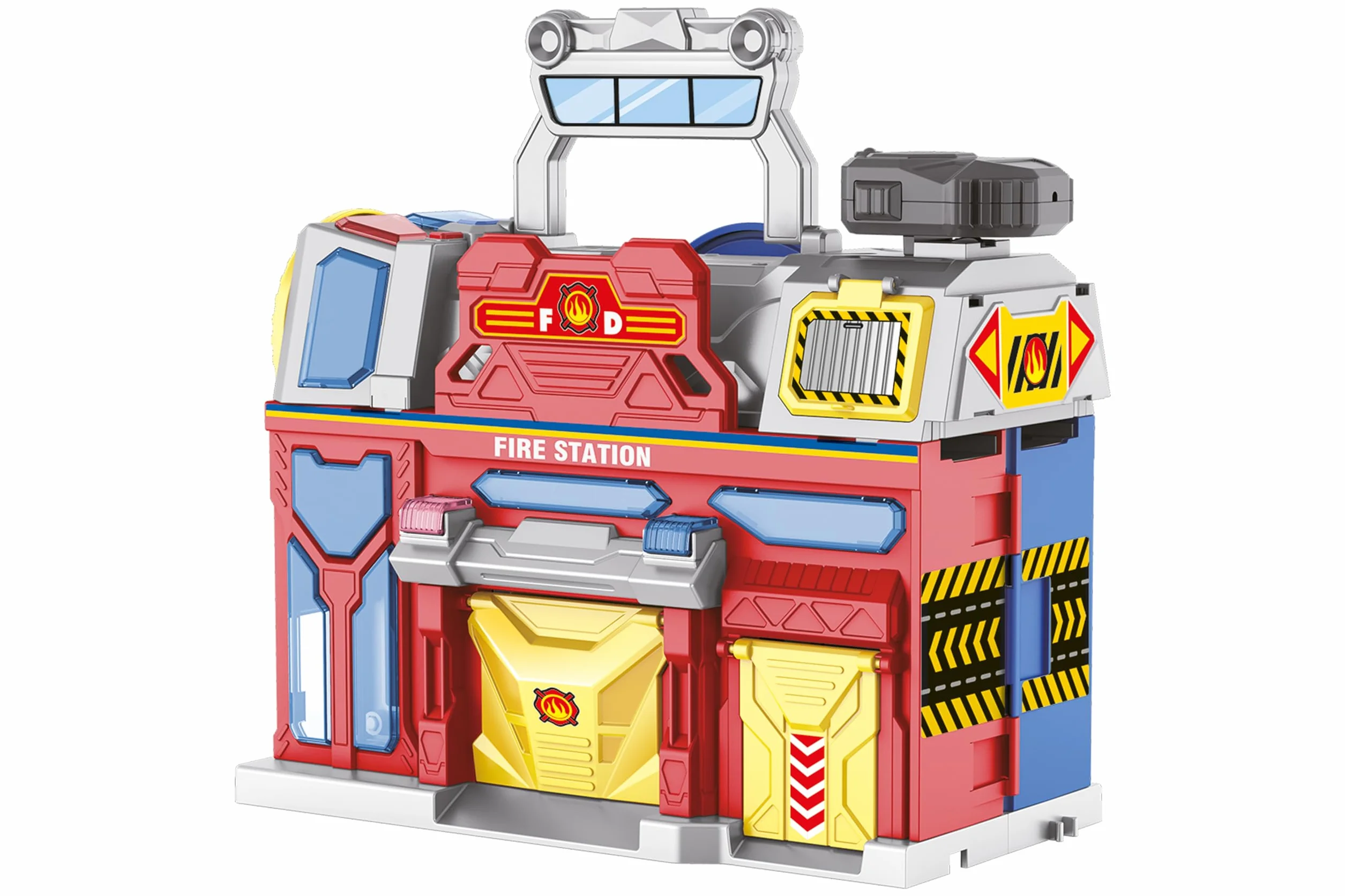 Grande stazione di Emergenza con Suoni e Luci - Pompieri e Polizia - Suoni e Luci - Megafono - 2 Modellini auto die-cast incluse - Dimensioni 75 x H 39 x 30 cm - Globo Giocattoli - WToy 42189
